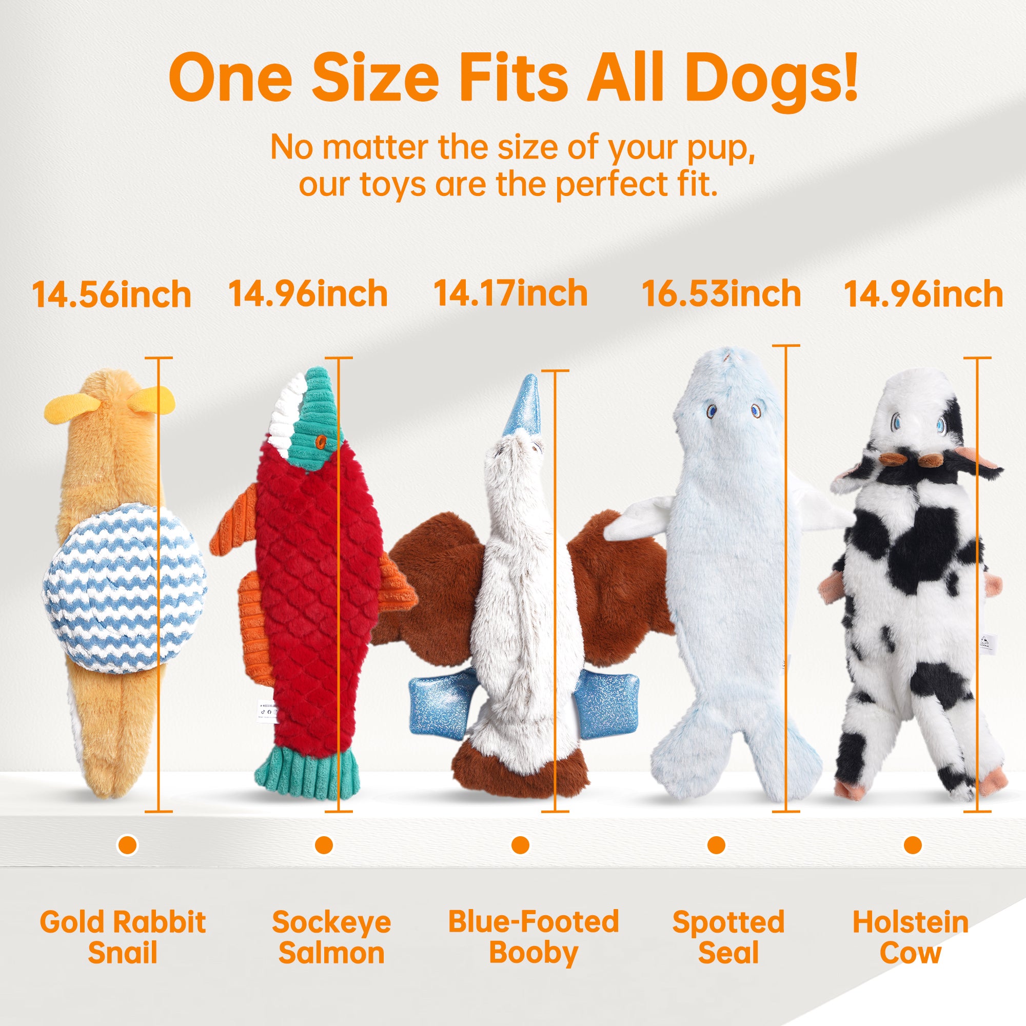 Nocciola 5er-Pack Knister-Plüschtiere für Land, Meer und Luft