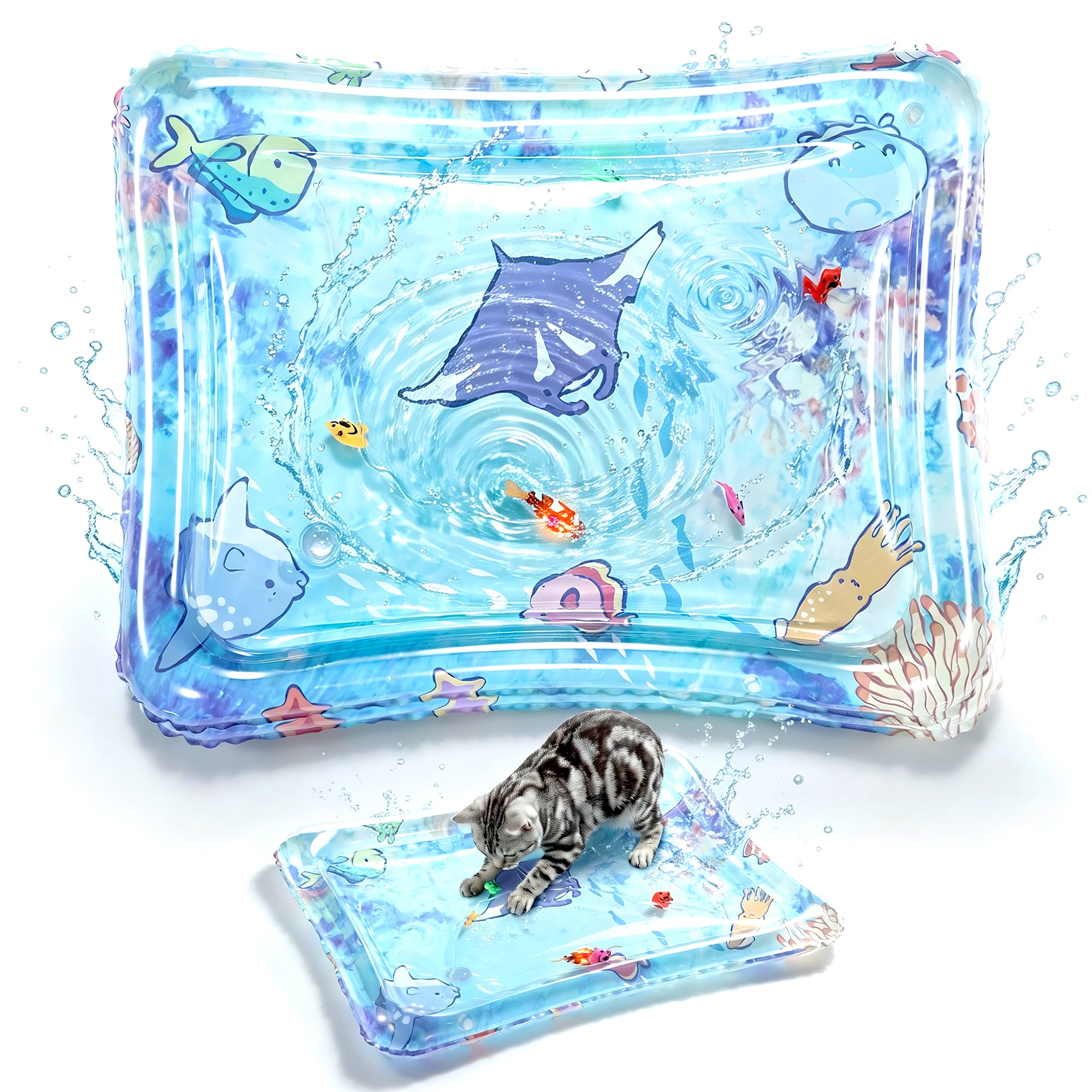 Cat Water Bed with Glowing Fish