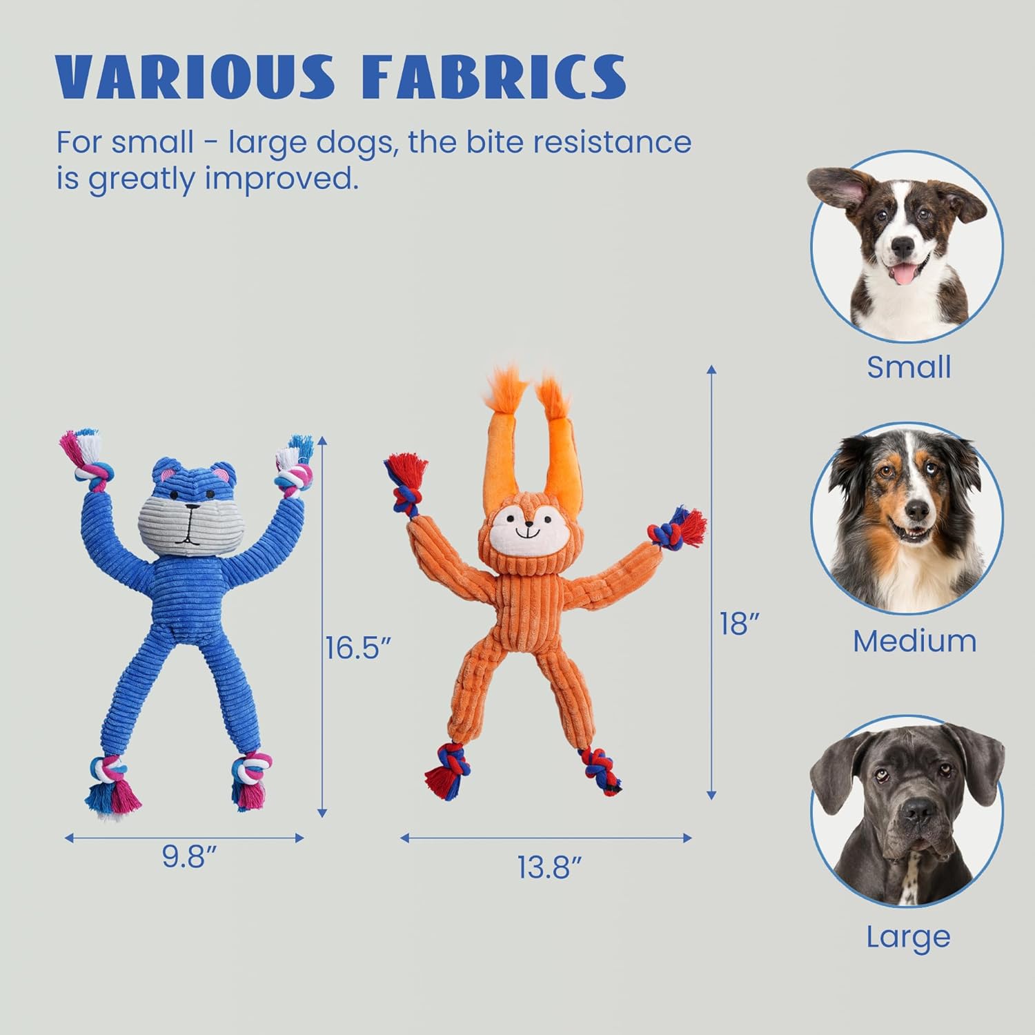 Nocciola 2 Pack Frog & Squirrel Dog Plush Toys