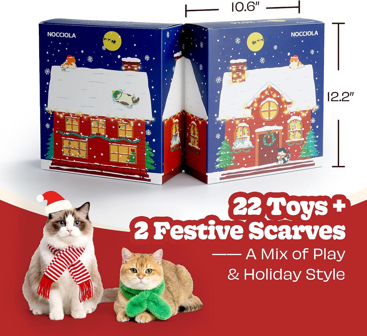 Nocciola Cat Toys Advent Calendar 2026, for Kitty - Catnip Toys 24Days Countdown, Exquisite Interactive Cat Toys for Indoor & Outdoor