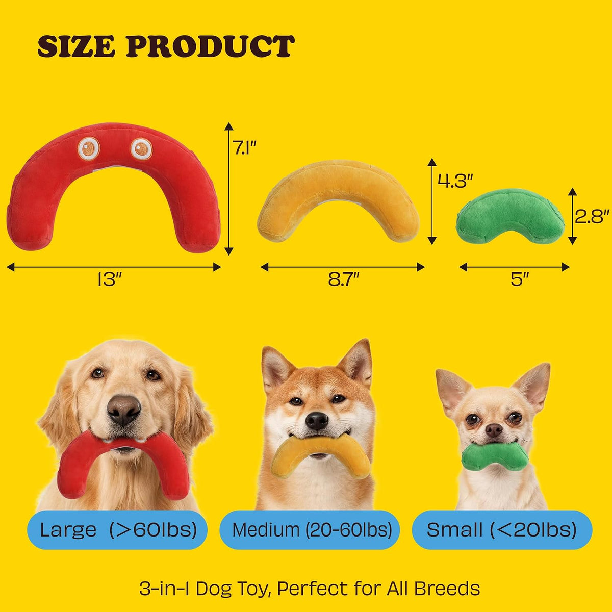 Nocciola 3-in-1 Rainbow Pull Apart Squeaky Dog Toys, Crinkle Sound Hide and Seek Puppy Toy for Small Medium Large Dog