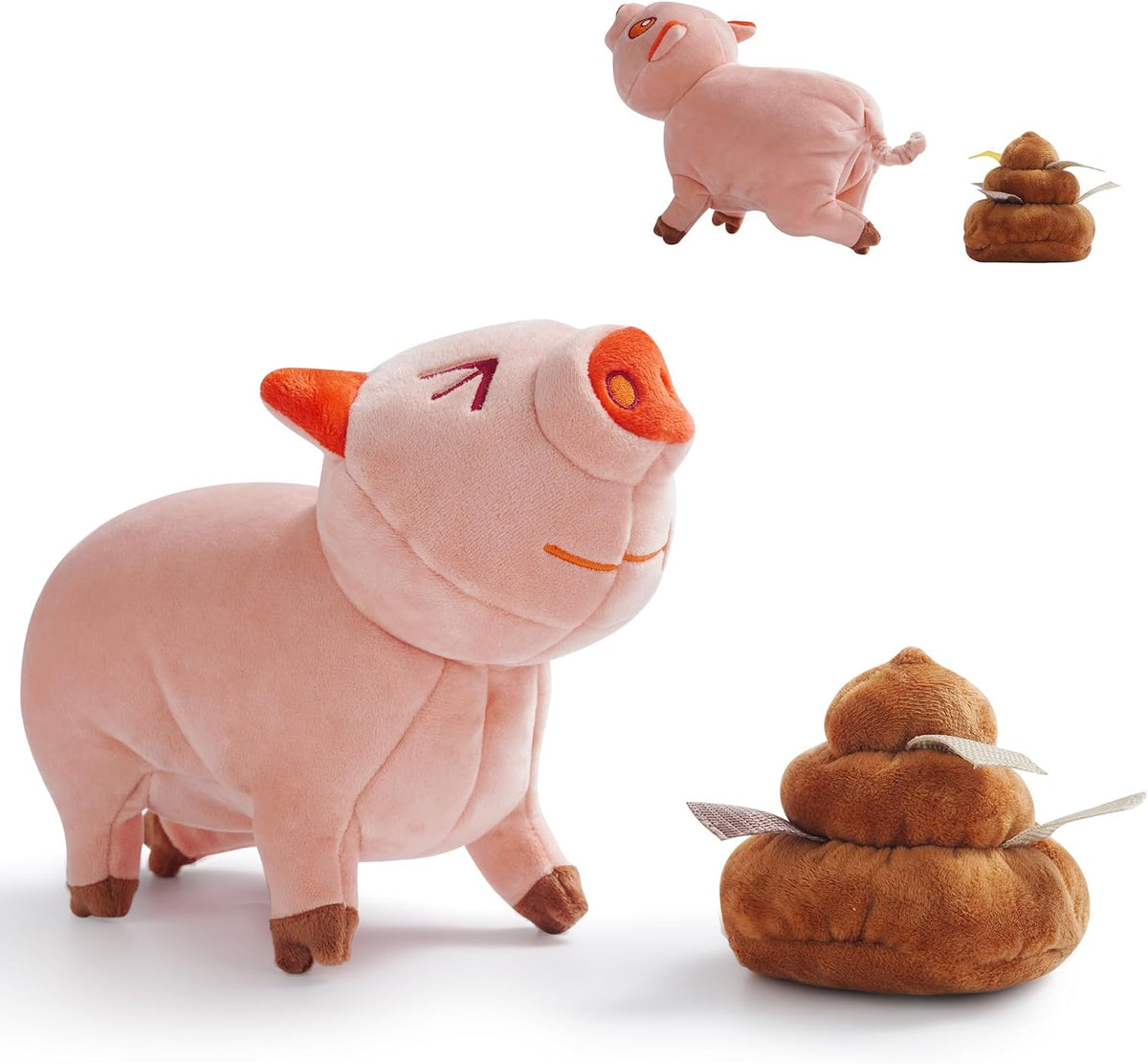 Nocciola Funny Pig & Poop Dog Toy, 2-in-1 Hide & Seek Squeaky Plush Toy