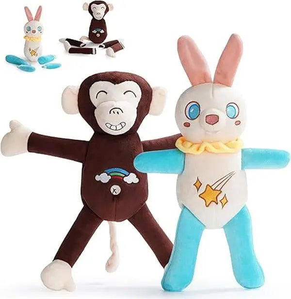 Nocciola 2-Pack Squeaky Monkey & Bunny Dog Toys with Tearable Limbs