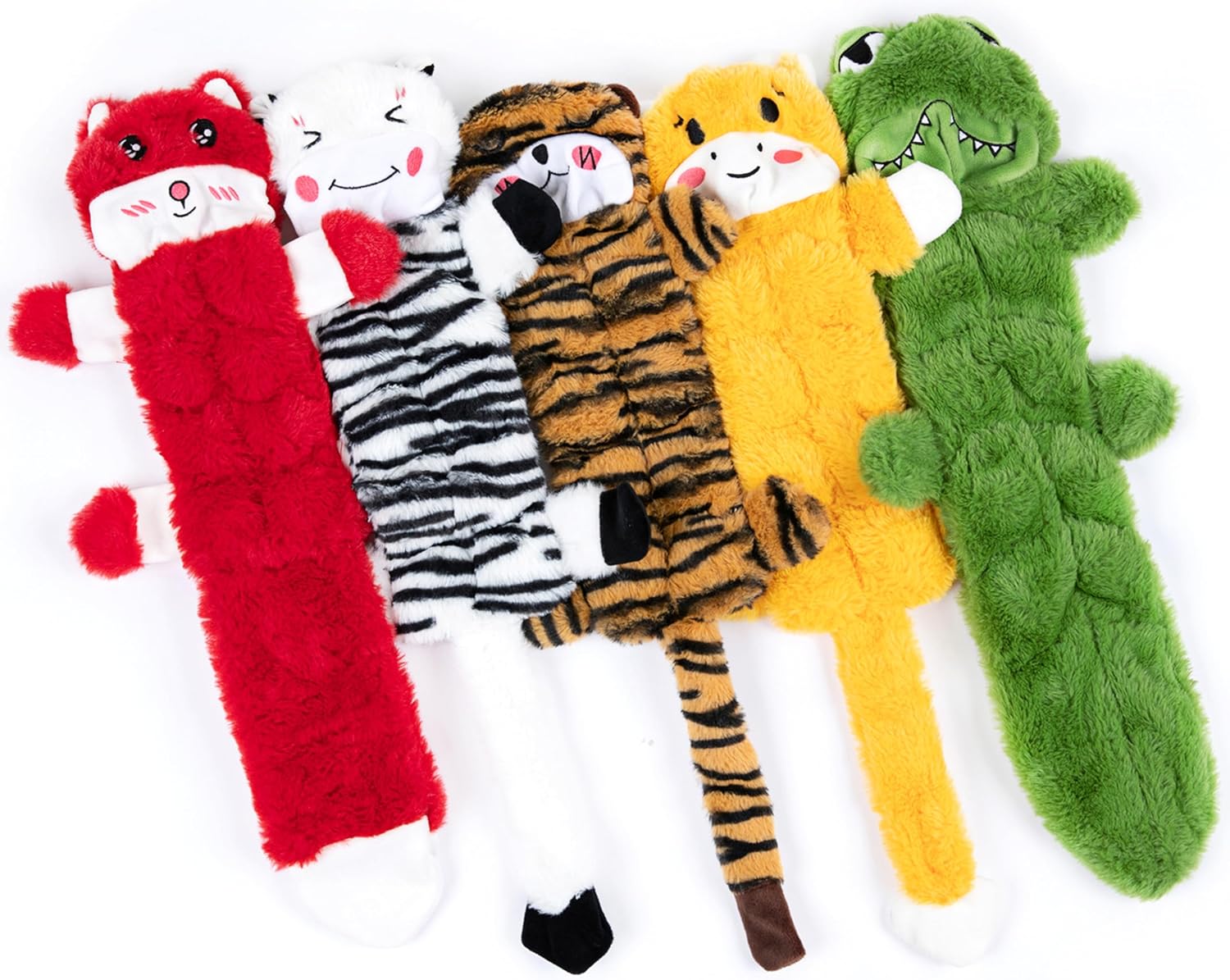 Nocciola 5-Pack No Stuffing Crinkle Squeaky Dog Toys for Tug of War