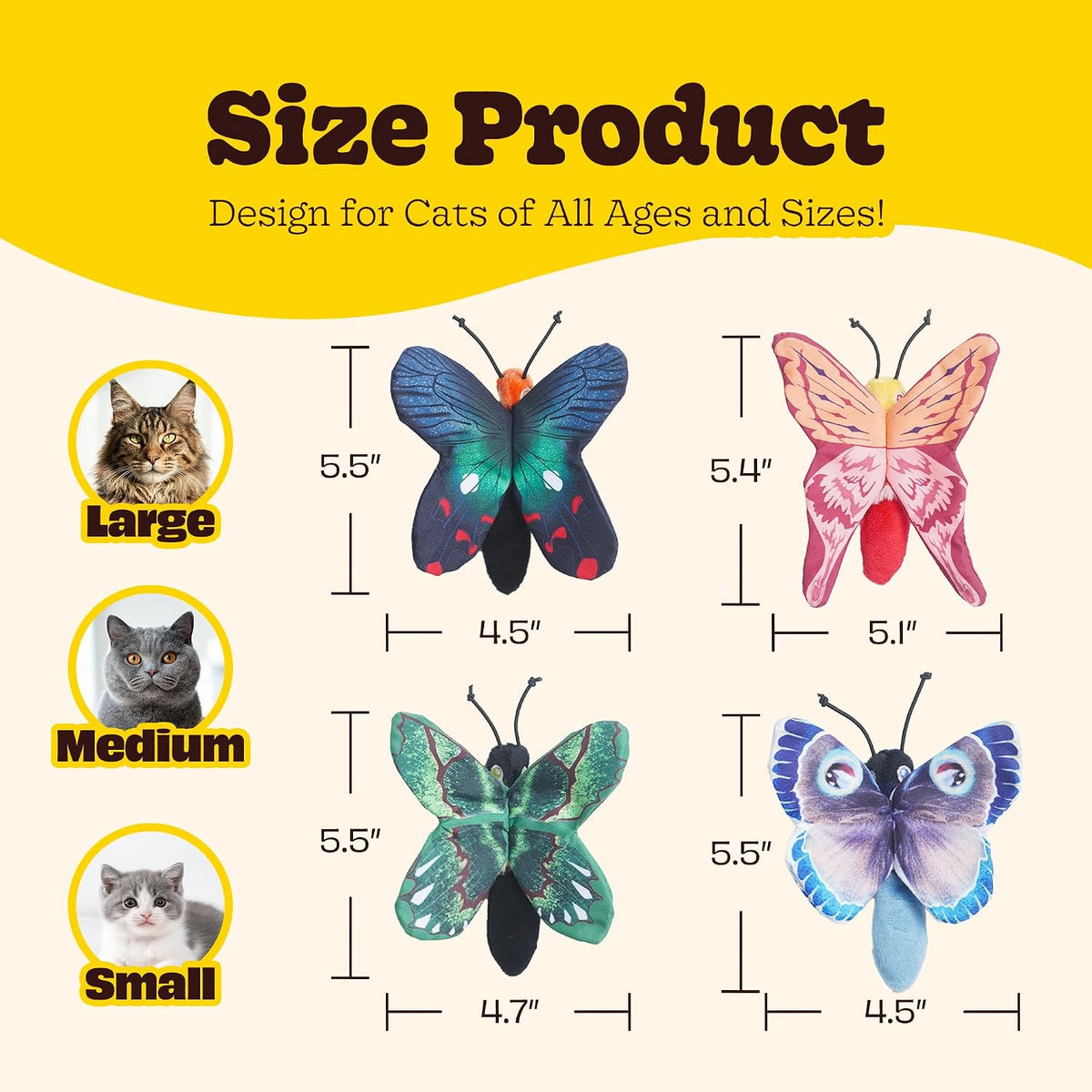 4 Packs Butterflies Catnip Toys for Cats