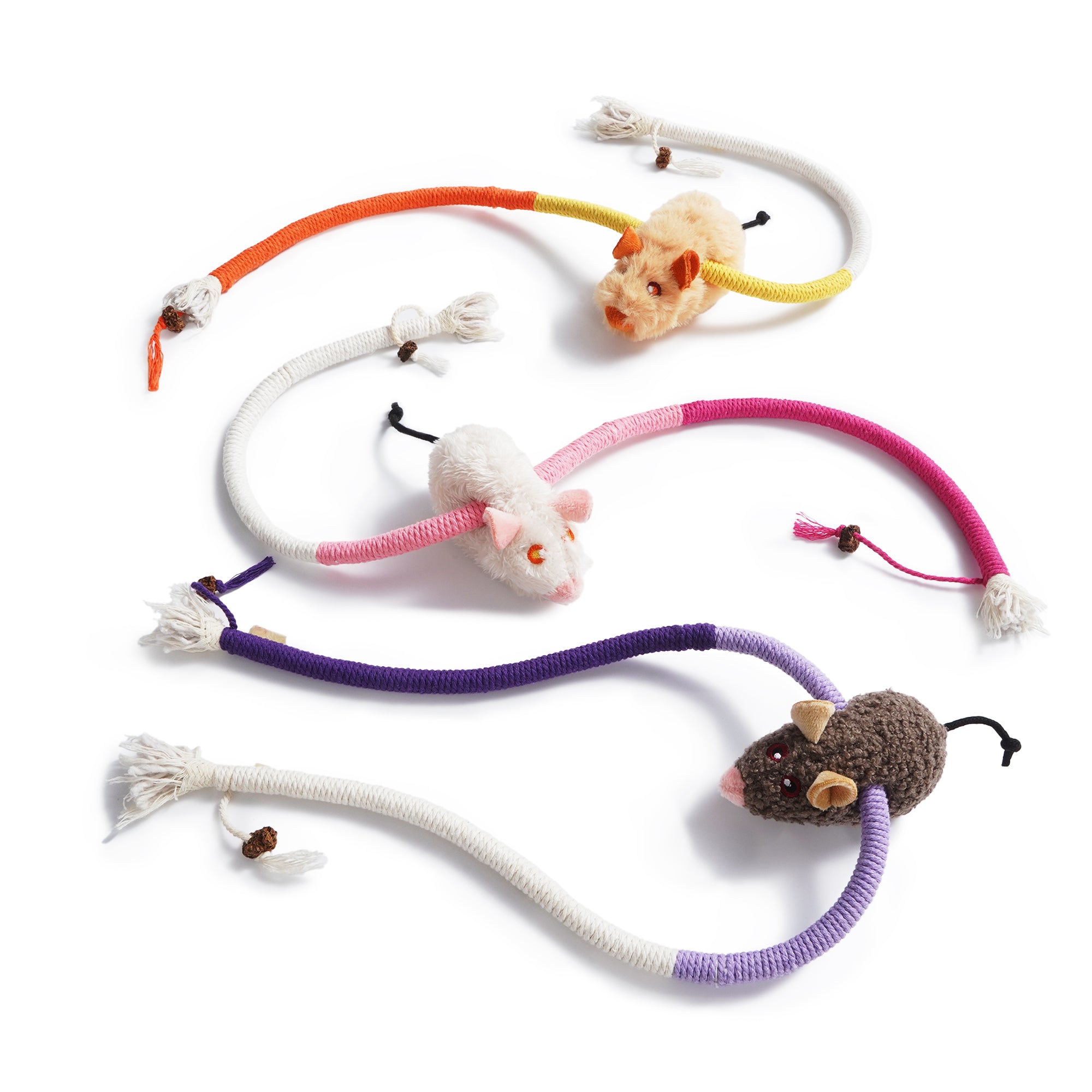3 Pack Cat Chew Ropes with Catnip Mice
