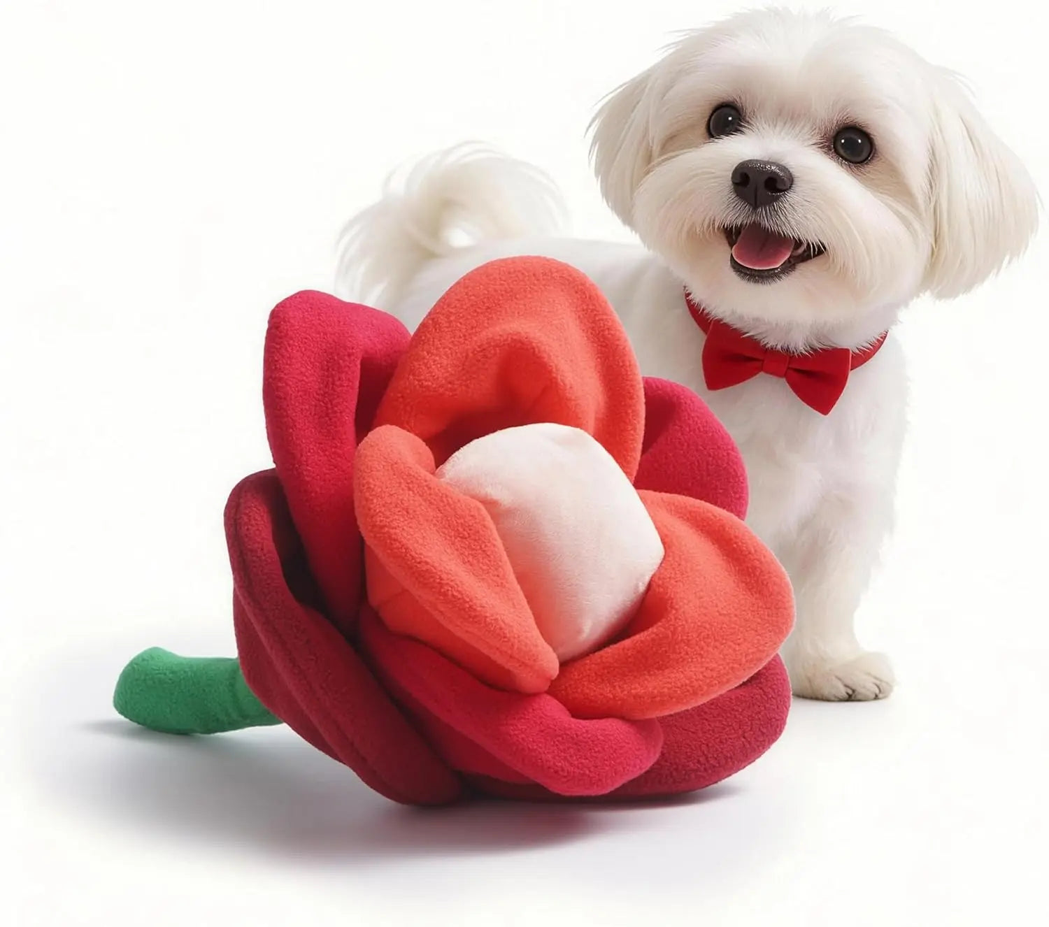 Nocciola Rose Blossom Dog Toy – Squeaky & Crinkle with Tearable Petals, Valentine's Gift for Dogs