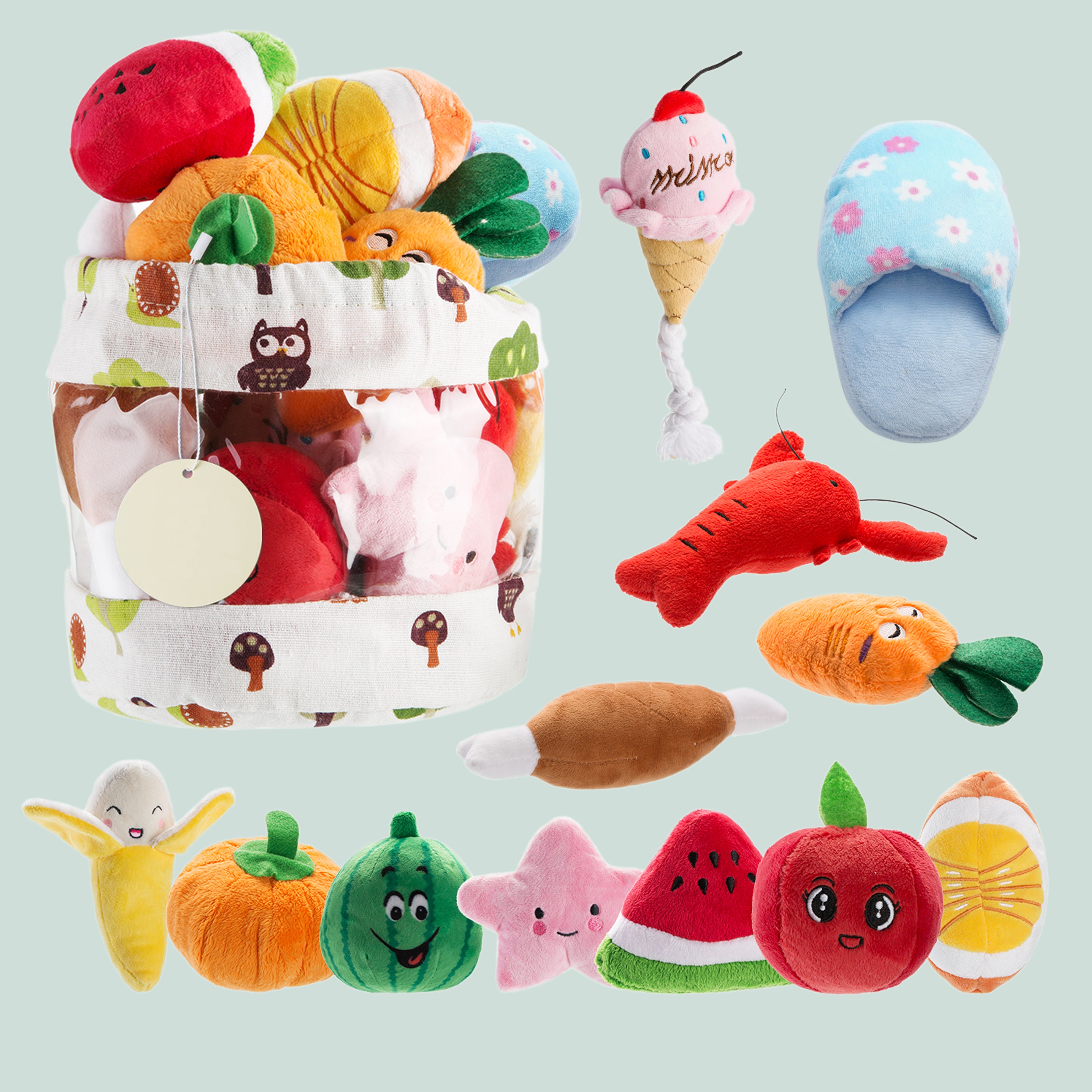 Nocciola 12 Pack Dog Squeaky Toys with a Bag