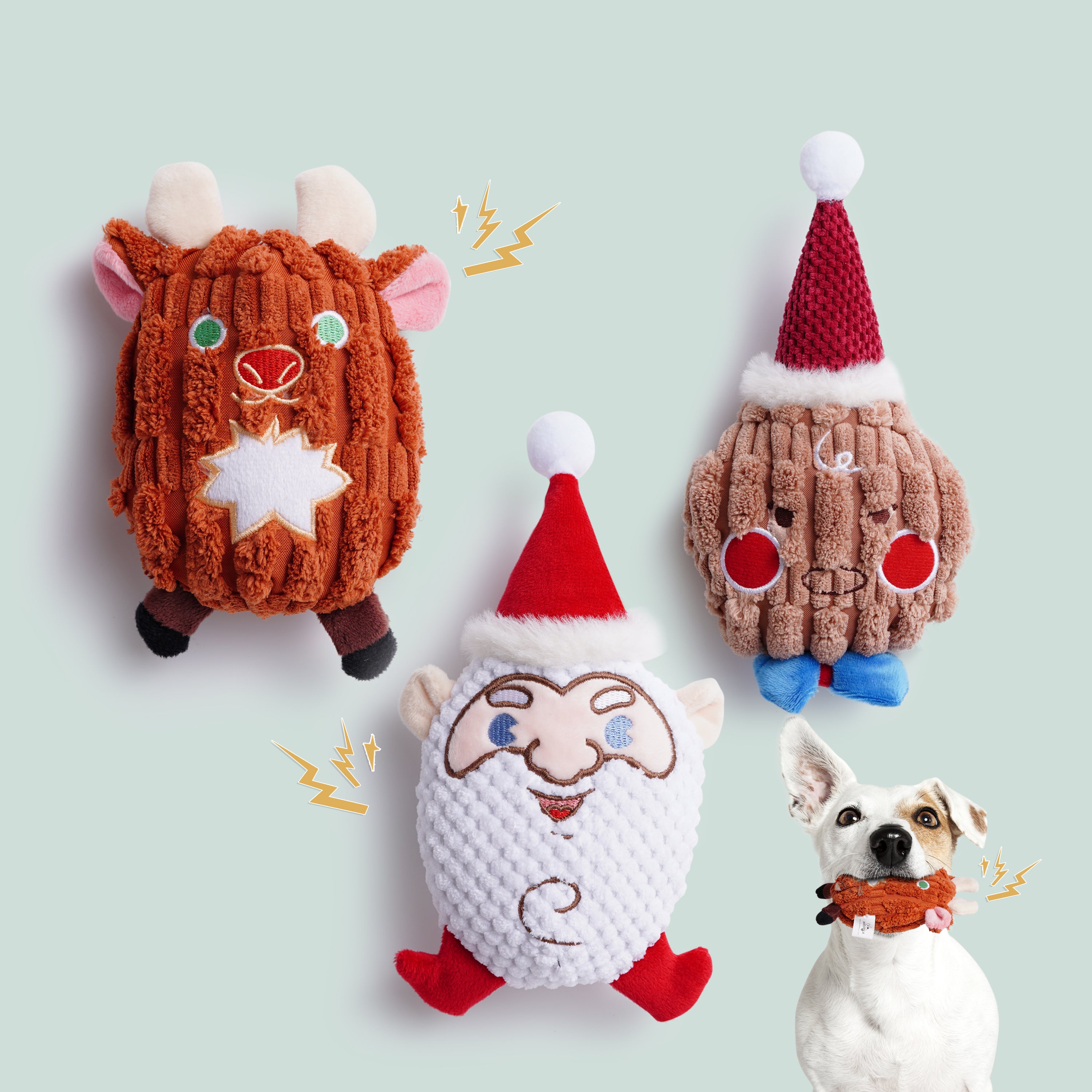 Nocciola 3 Pack Christmas Dog Squeaky Toys