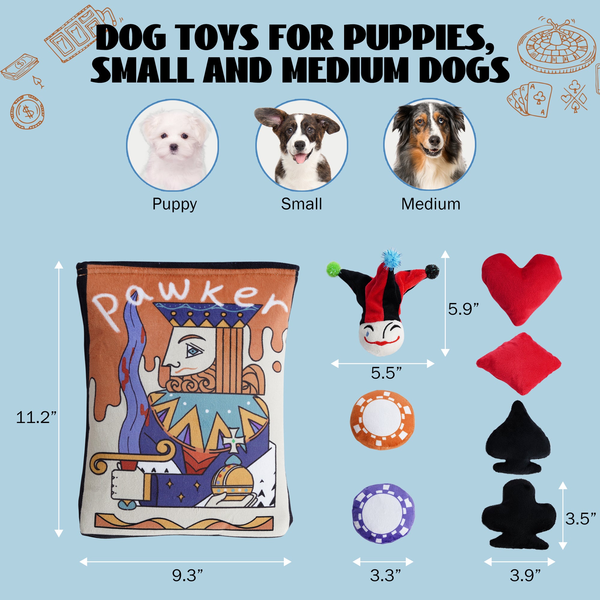 Nocciola 7 PCS Pawker Element Dog Toys with a Bag