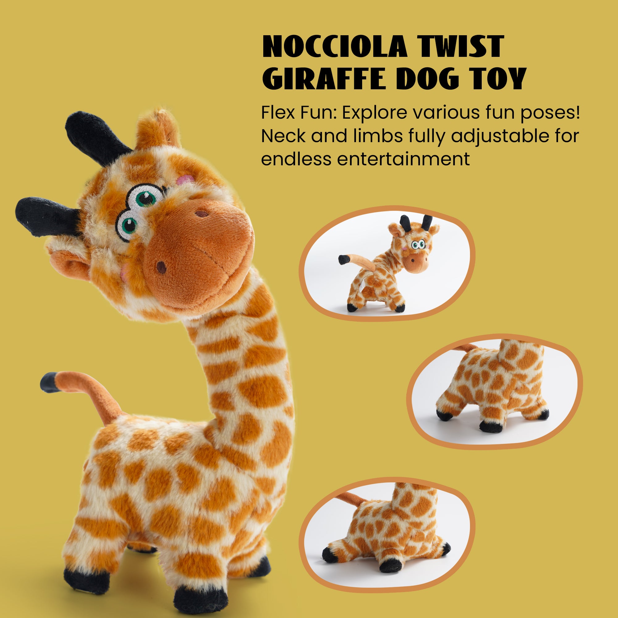 Nocciola Twistable Animal Plush Dog Toy