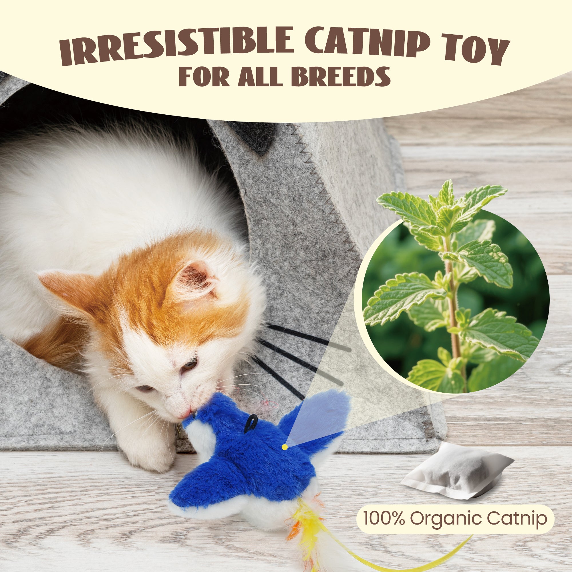 Blue Flapping Bird Cat Toy