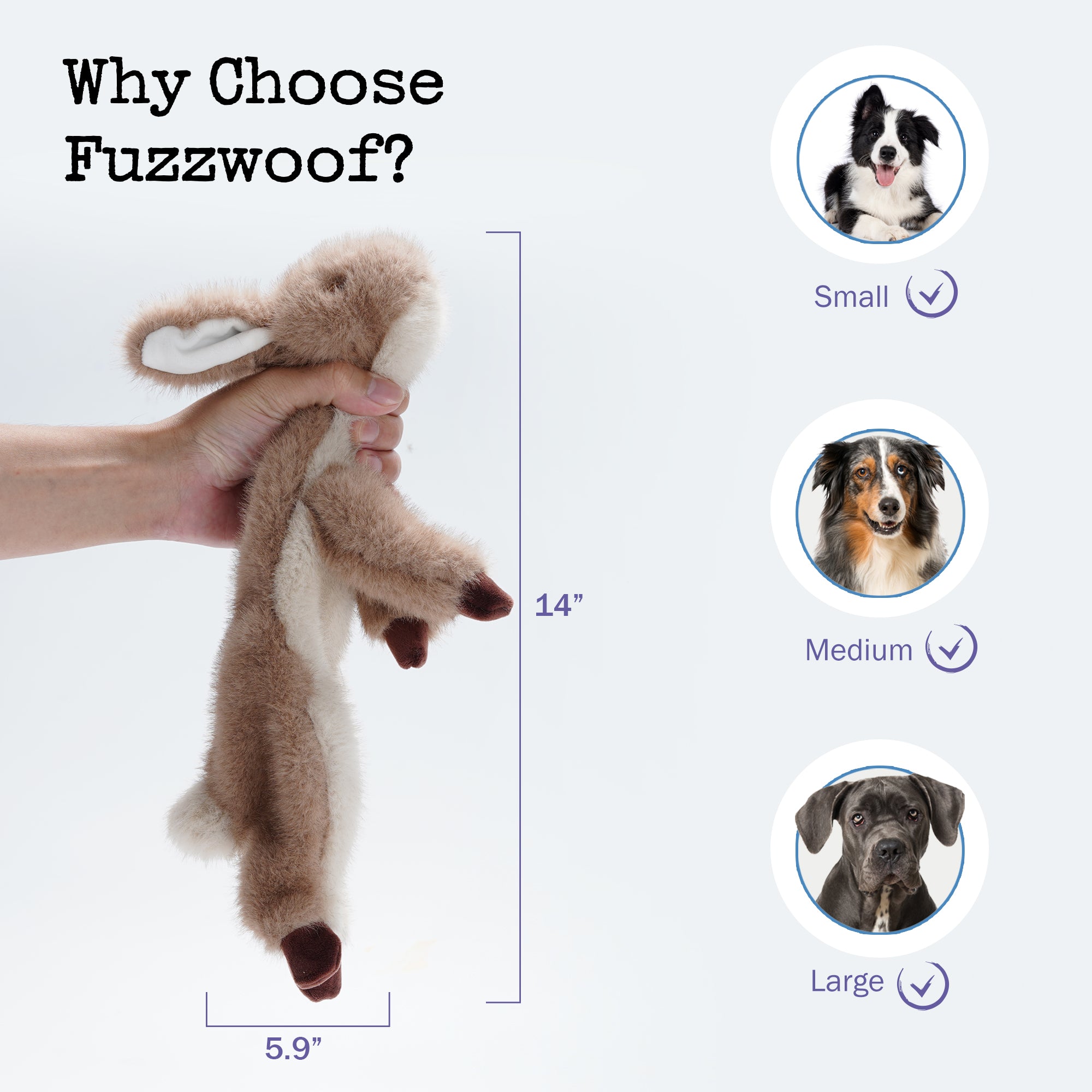 No-Stuffing Squeaky Bunny Dog Toy