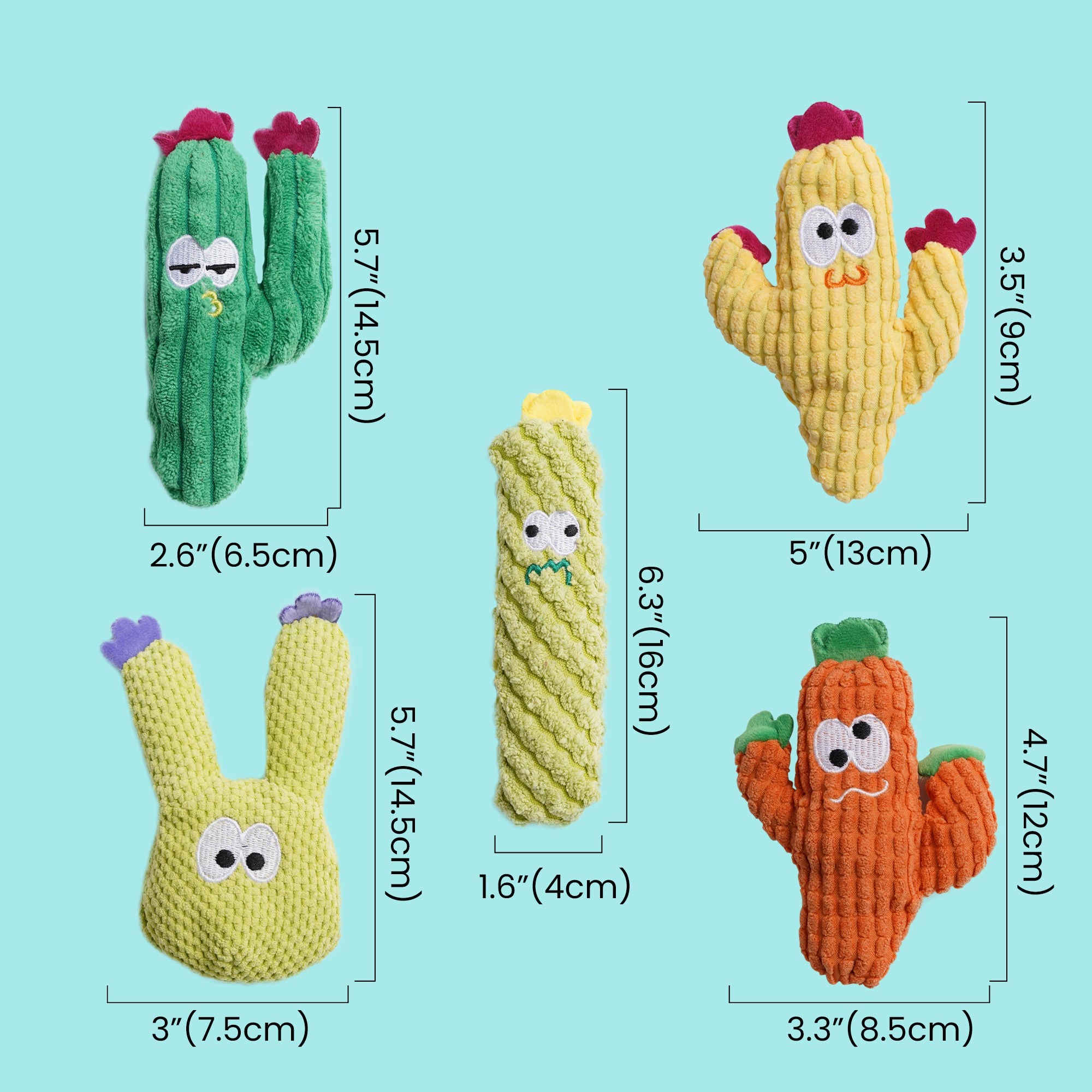 5 Pack Cactus Catnip Toys