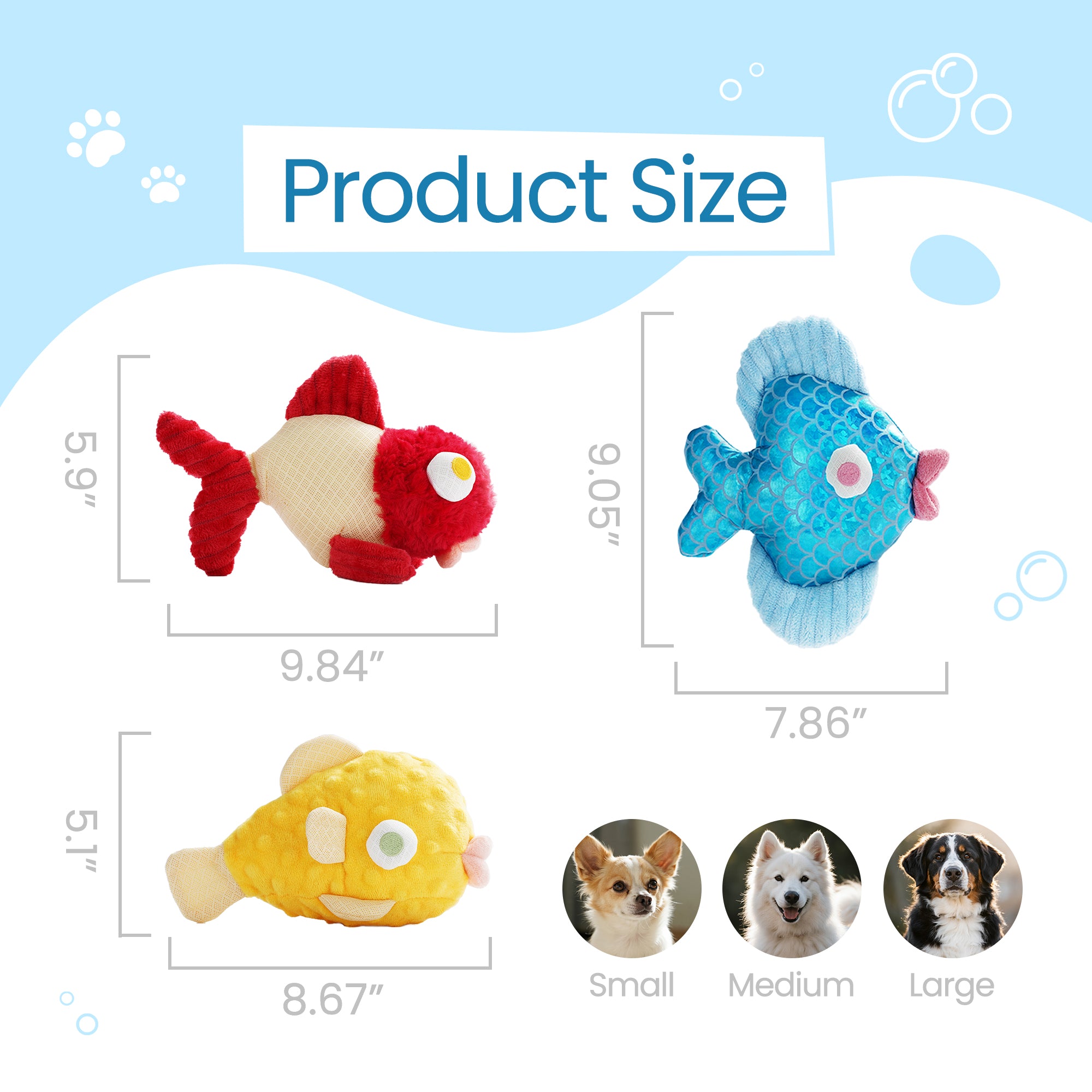 3 Packs Ugly Fish Dog Toys