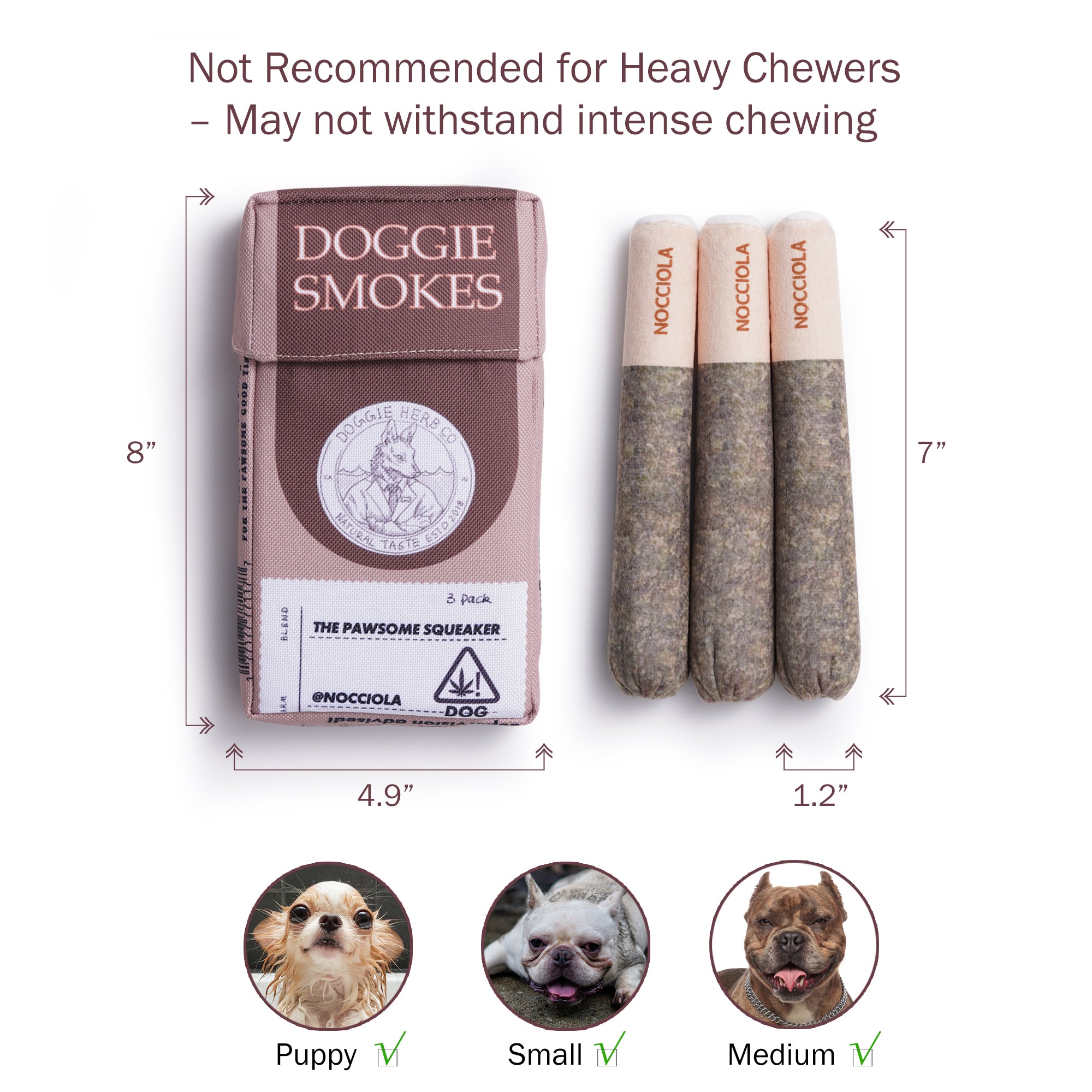 Nocciola Squeaky Sounds Puff Stick Toys