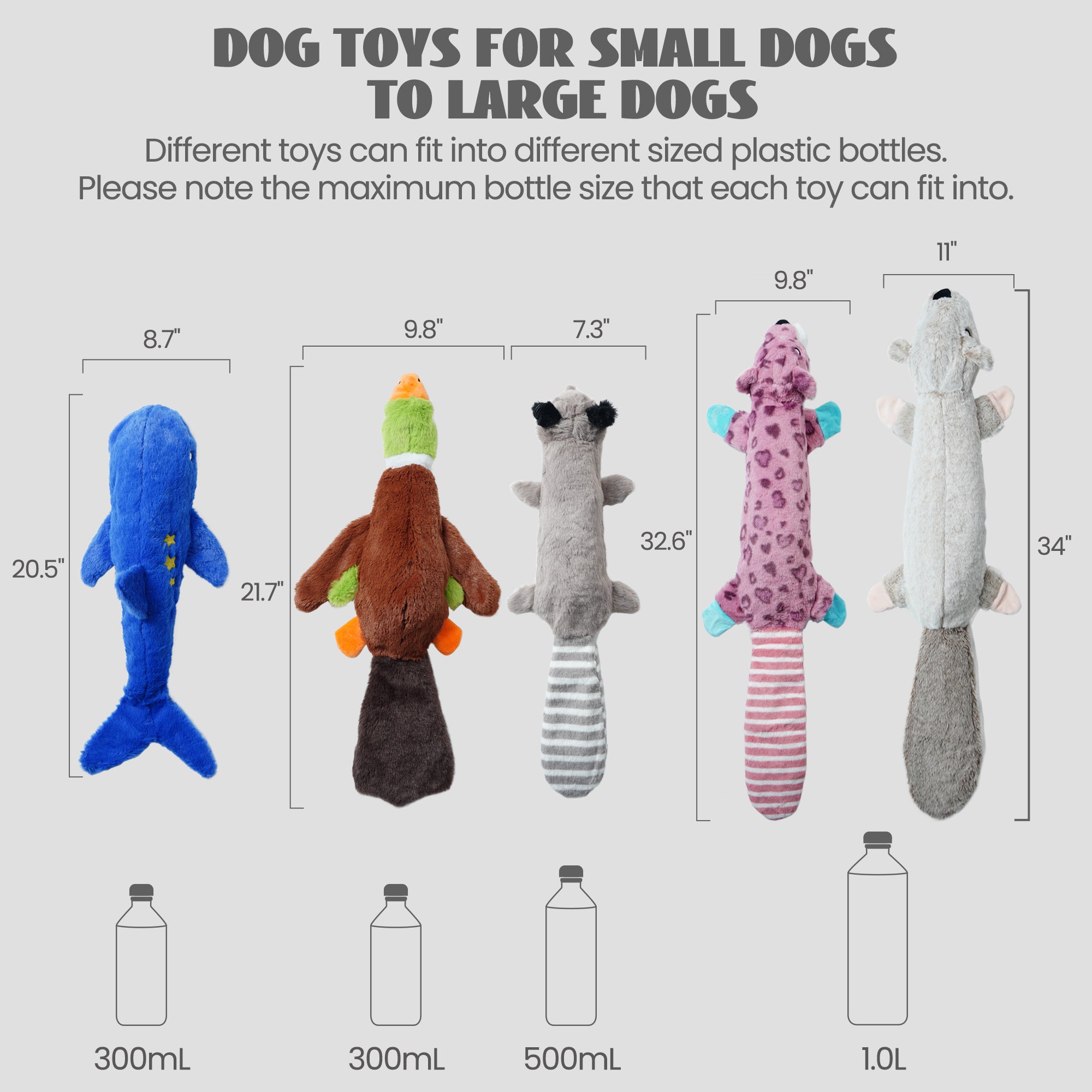 Nocciola 2-in-1 No Stuffing Water Bottle Dog Toys