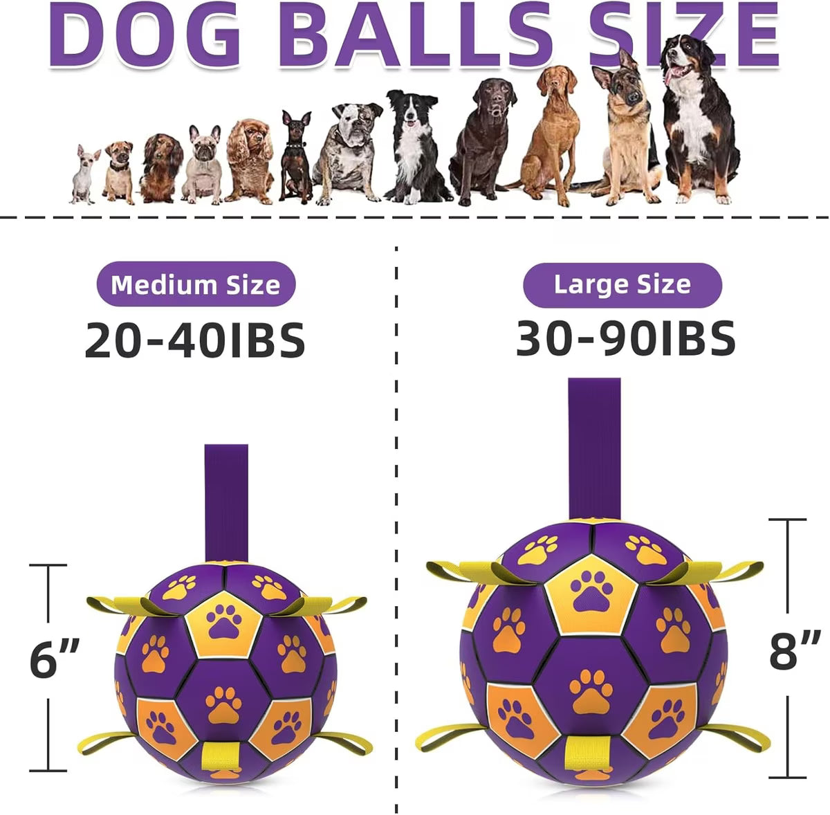 Nocciola Soccer Ball with Straps Interactive Dog Toy, Purple & Orange, 6-in