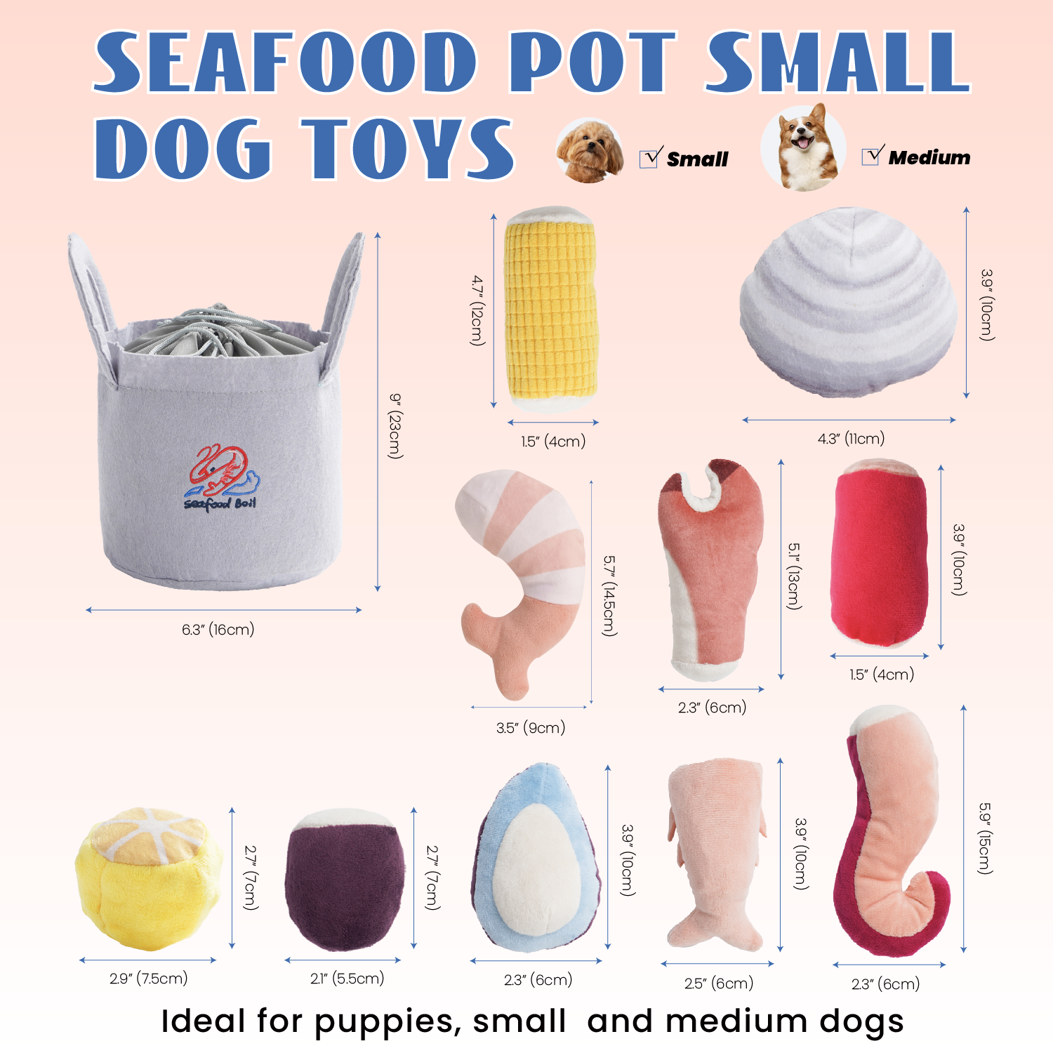 Nocciola 10 PCS Seafood Boil Small Dog Toys