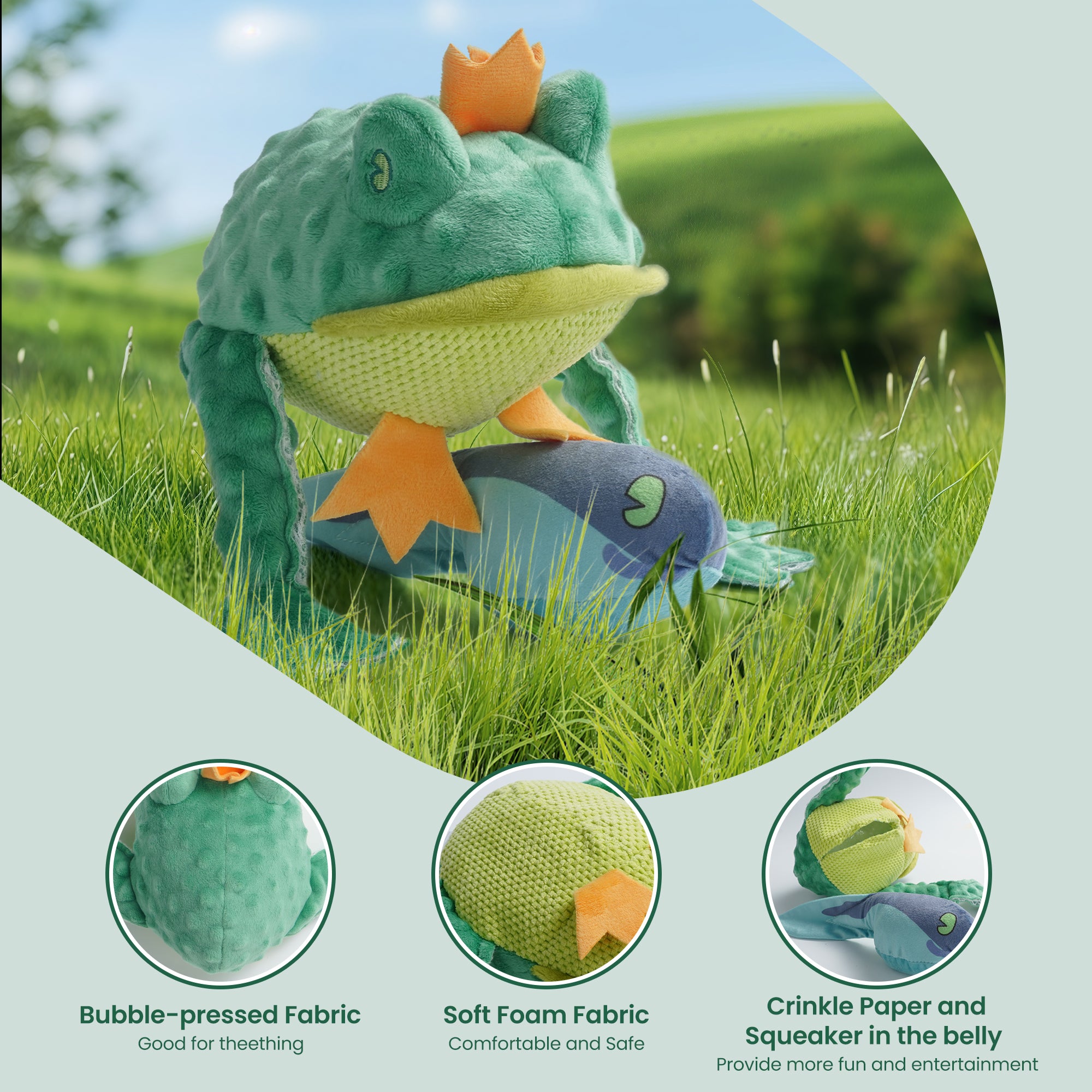Nocciola 2 in 1 Frog Prince Plush Dog Toy