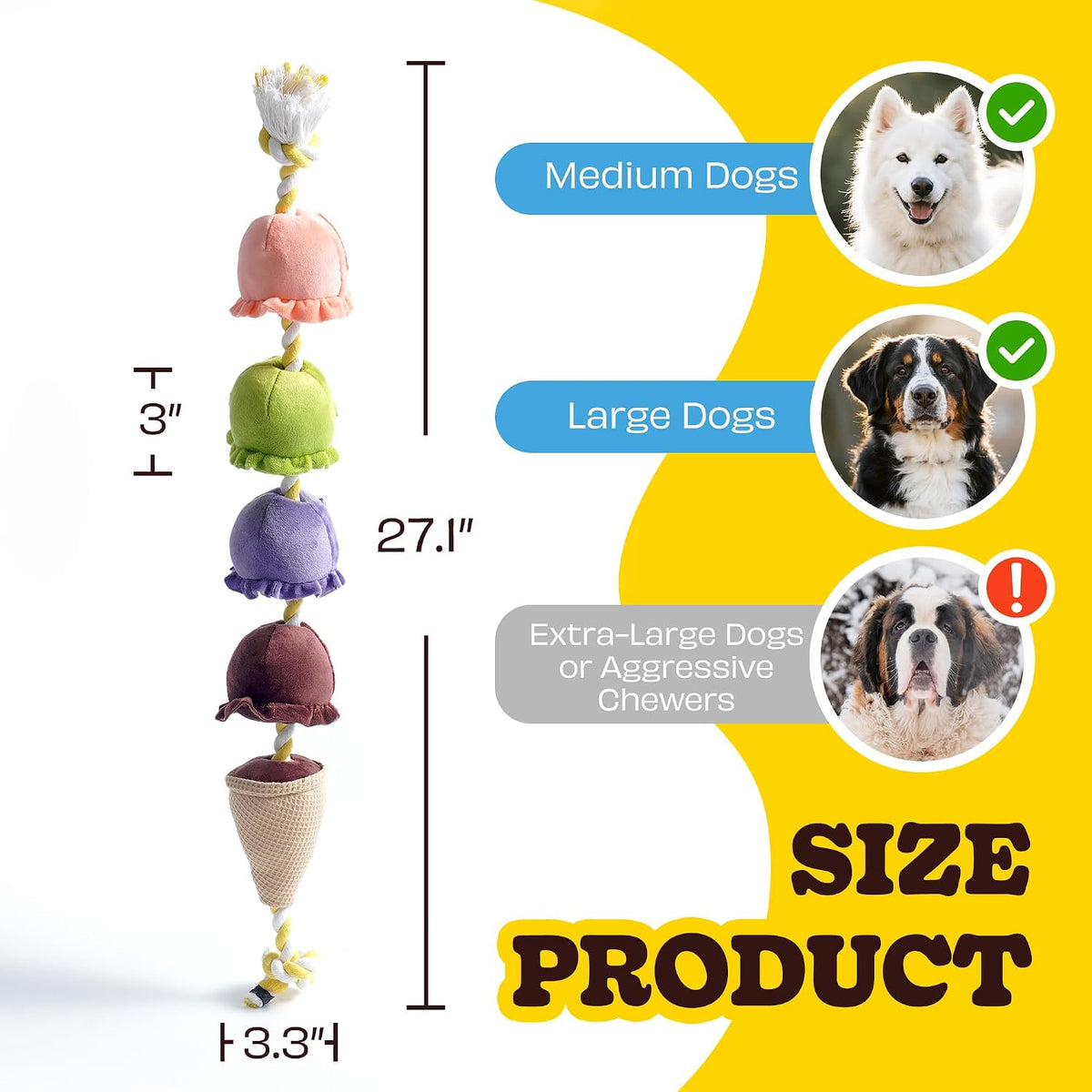 Nocciola Ice Cream Cone Dog Tug Toy