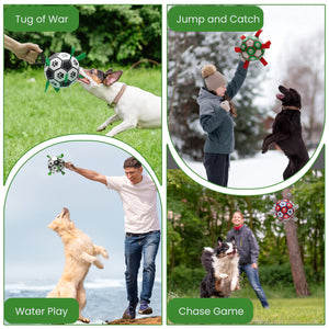 Nocciola Soccer Ball with Straps Dog Toy, Black/White - Size Chart | Nocciola Pet Toys