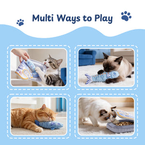 Sardine Can with 3 Fish Toys - Back View | Nocciola Pet Toys