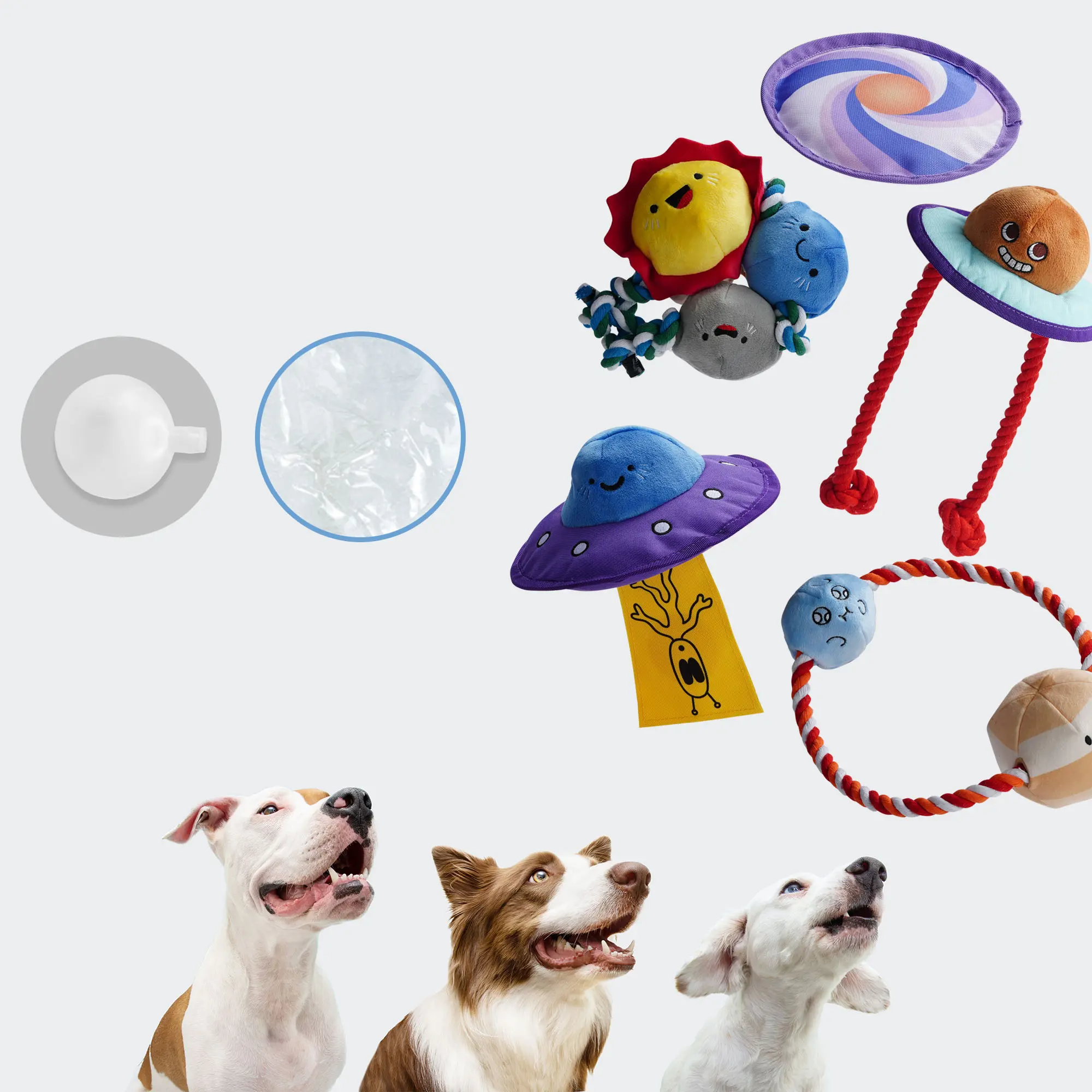 Nocciola 5 PCS Space Themed Dog Toys, Durable Squeaky Plush Toys, Flying Disc, Interactive Rope Toy for Small Medium Large Dog