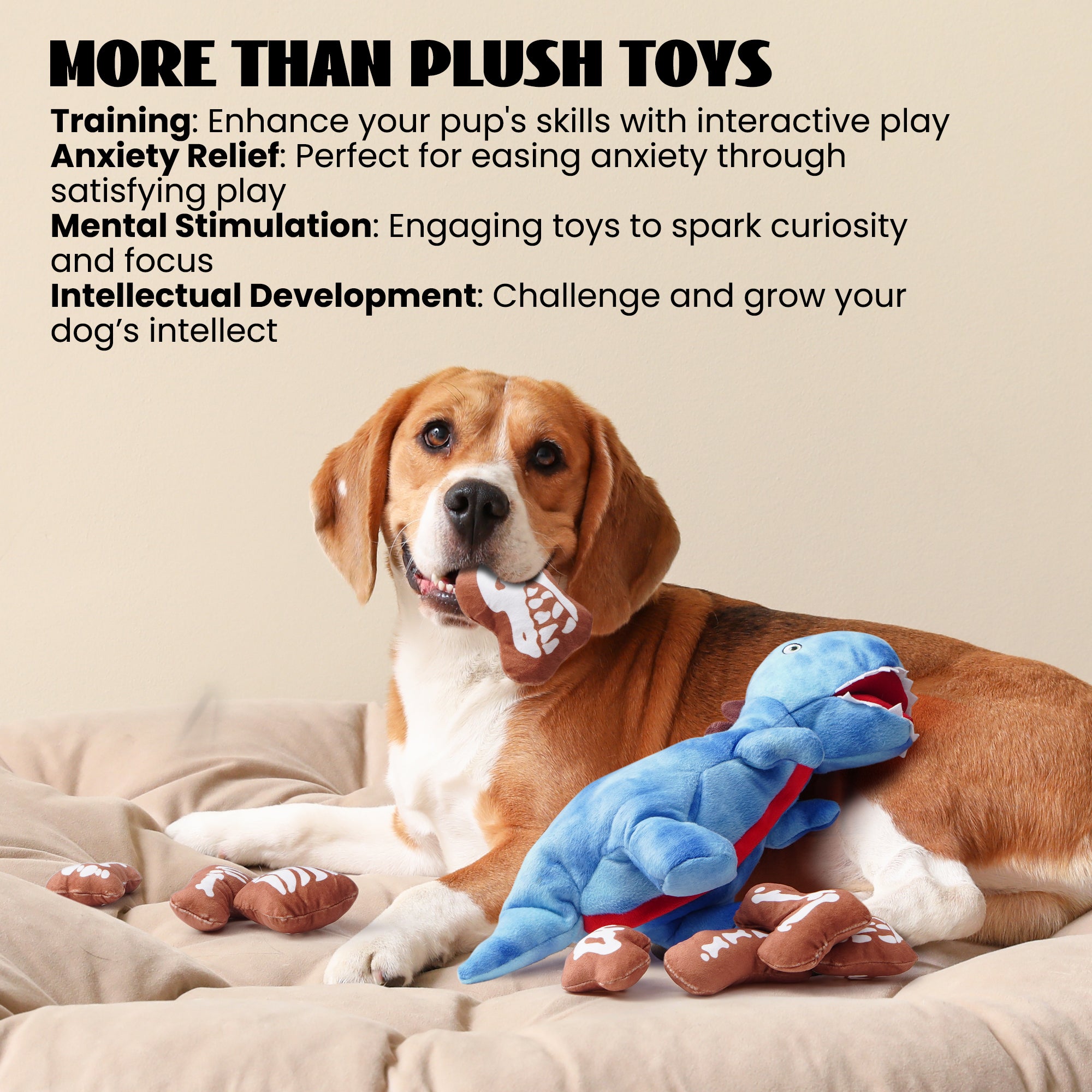 Nocciola Plush Dinosaur Dog Toys