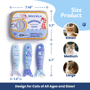 Sardine Can with 3 Fish Toys - Close Up | Nocciola Pet Toys