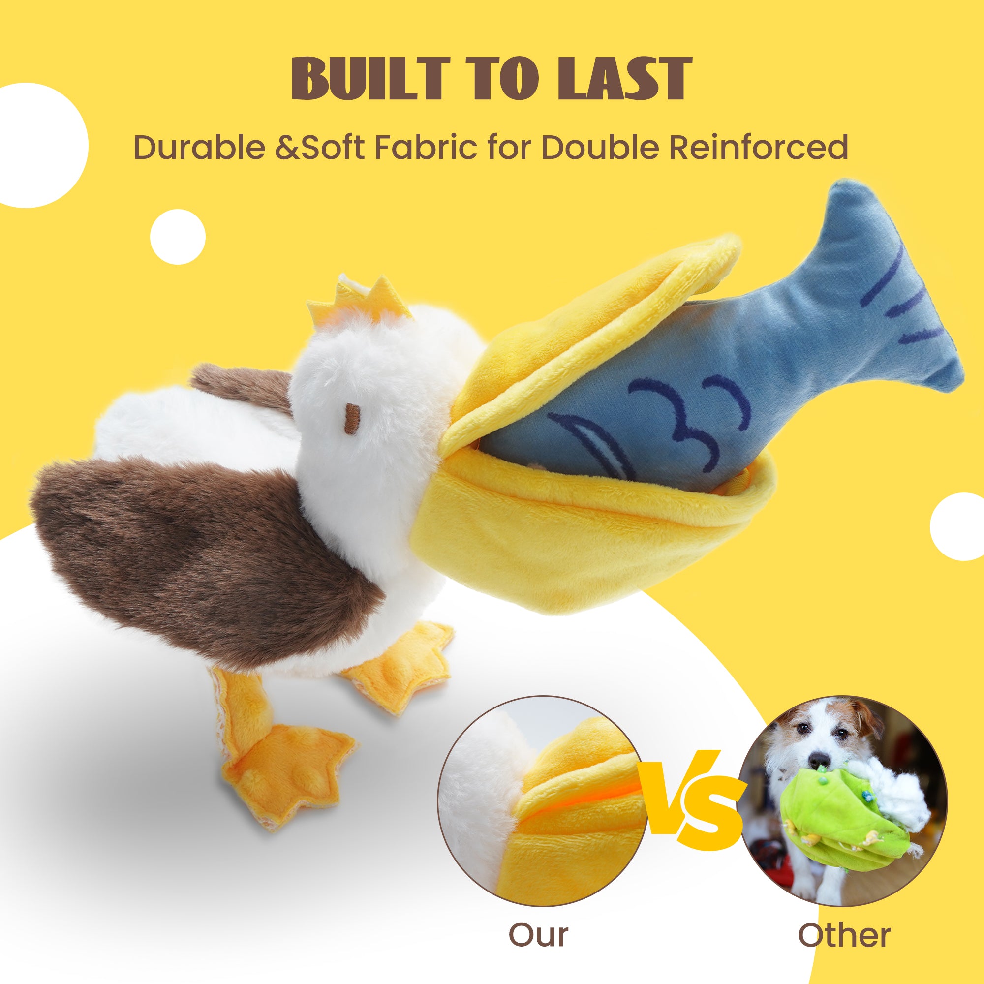 Nocciola Pelican & Fish Plush Toy for Dogs