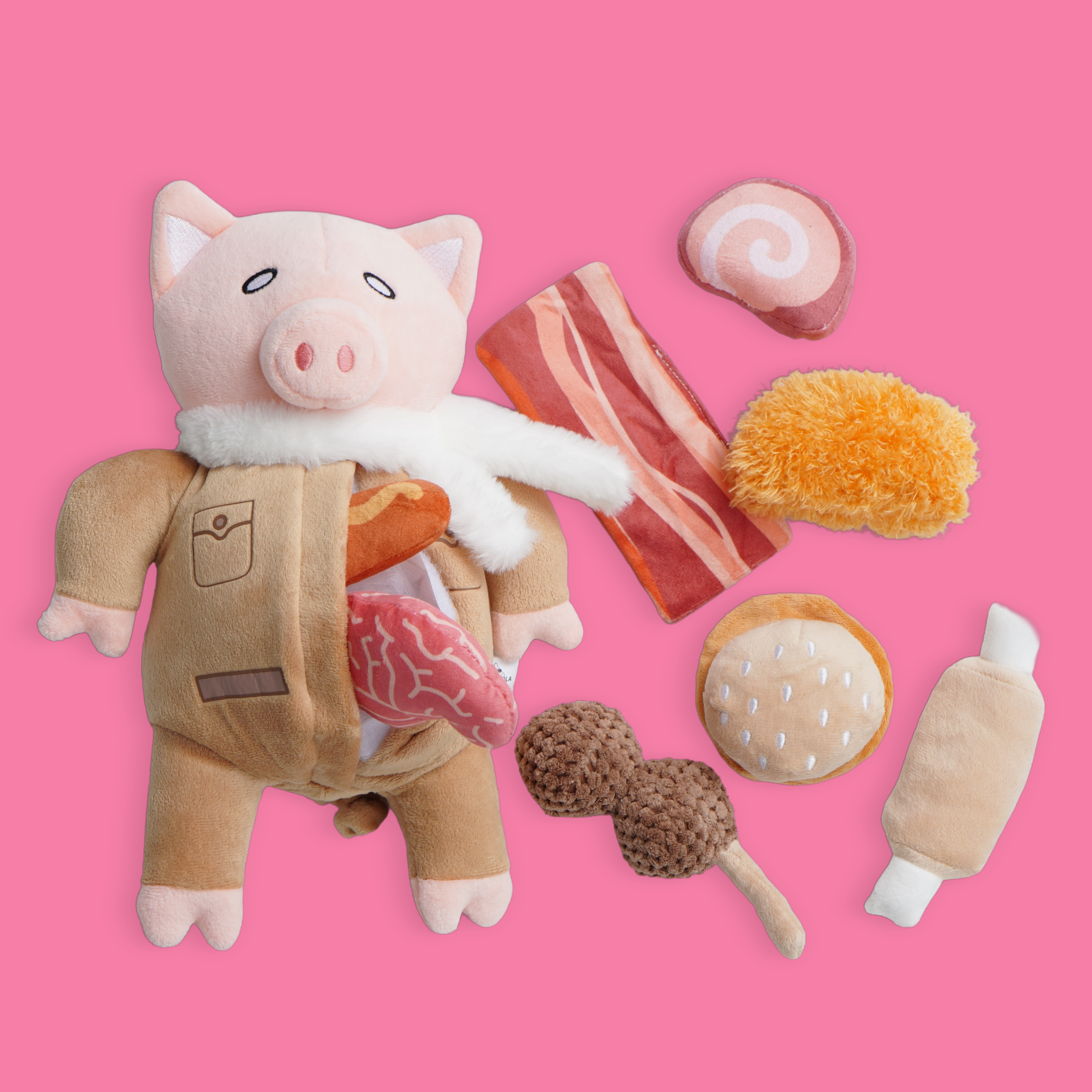 Nocciola Stuffed Pig Dog Toys