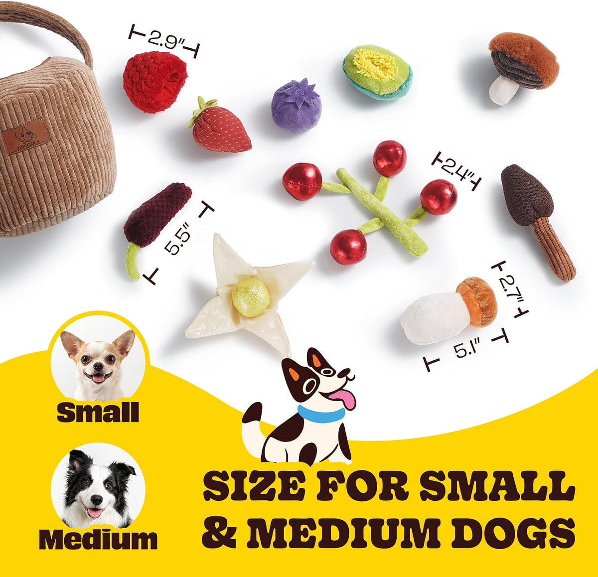 Nocciola 10 Pack Fruit Harvest Dog Snuffle Toys
