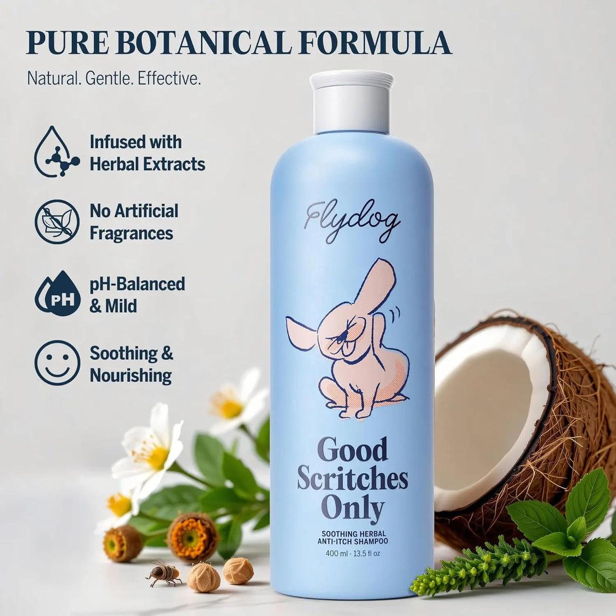FLYDOG Good Scritches Pet Shampoo, Natural Formula for Dogs & Cats, Moisturizing, Deshedding & Deodorizing