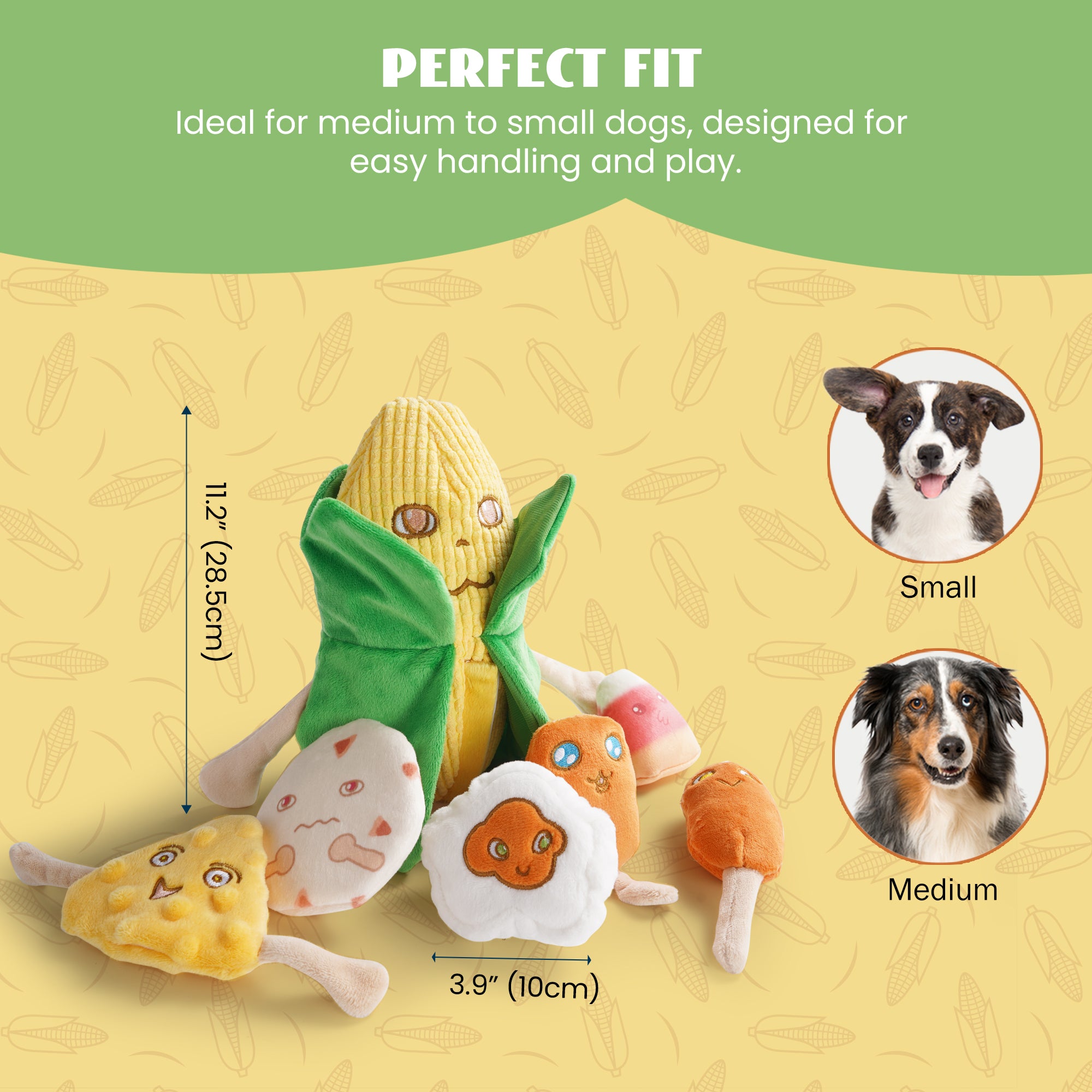 Nocciola Squeaky Crinkle Corn Dog Toys