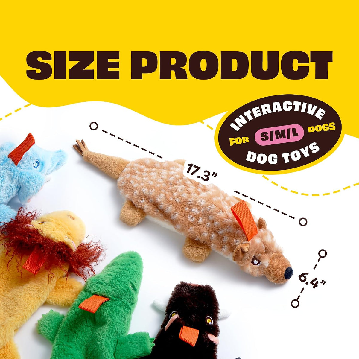 Nocciola 5-Pack Animal Print Stuffingless Squeak Dog Flirt Pole Toy Set