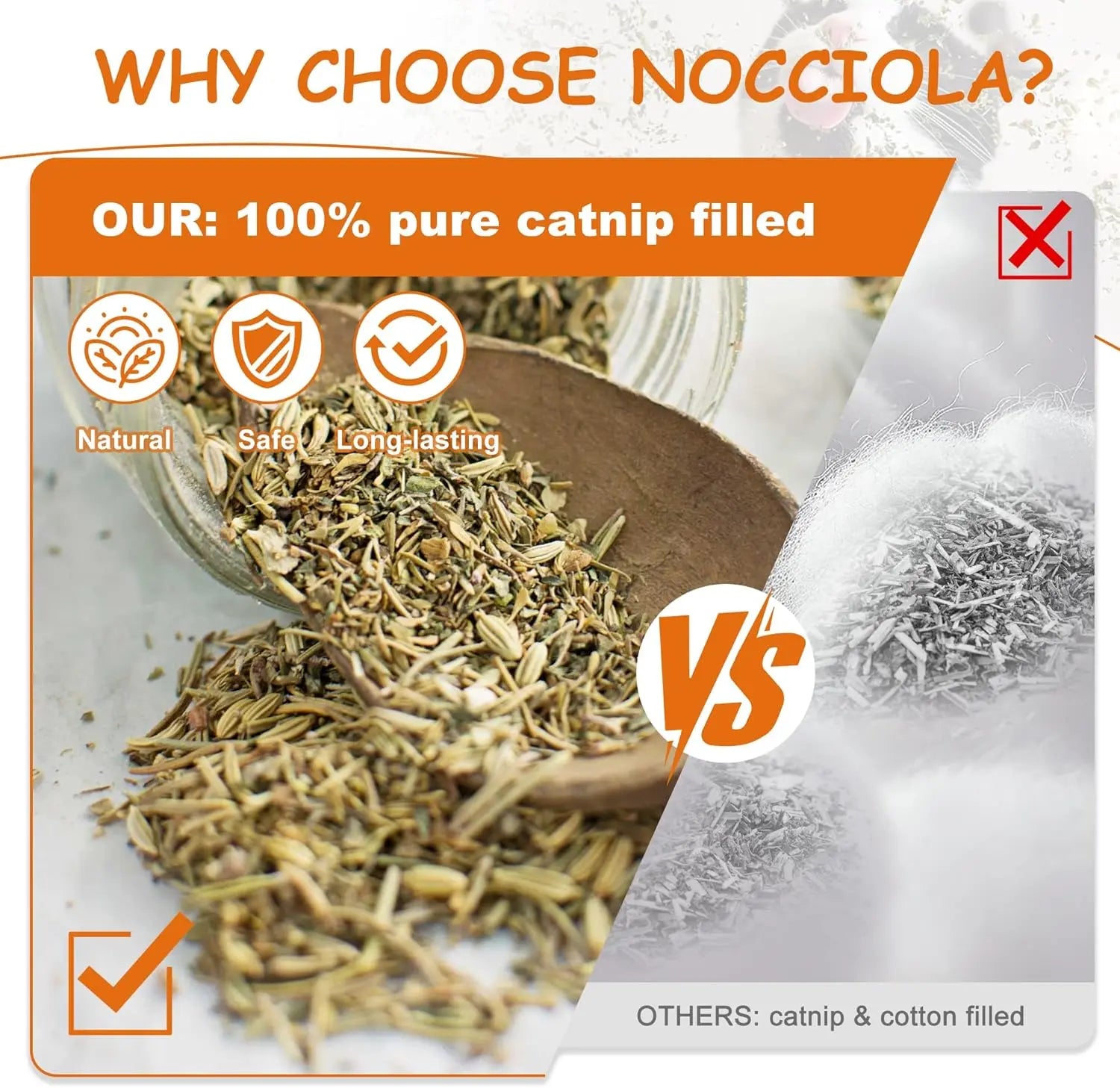 Nocciola 3-Pack Organic Catnip Canvas Cigarette Kicker Toys for Indoor Cats