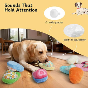 Nocciola 10 Pack Slipper Dog Toys with crinkle paper and squeakers for engaging playtime.