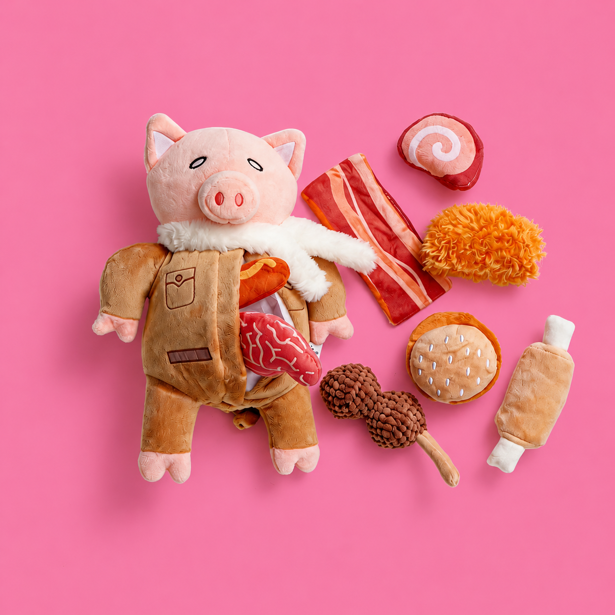 Nocciola Stuffed Pig Dog Toys