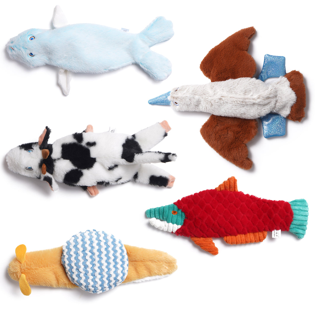 Nocciola 5-Pack Land Sea and Air Crinkle Plush Toys