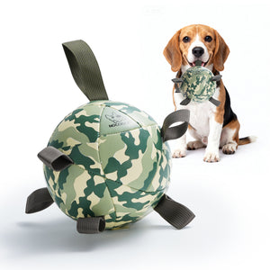 Nocciola Magic Pup Soccer Ball with Straps Dog Toy - Detail View | Nocciola Pet Toys