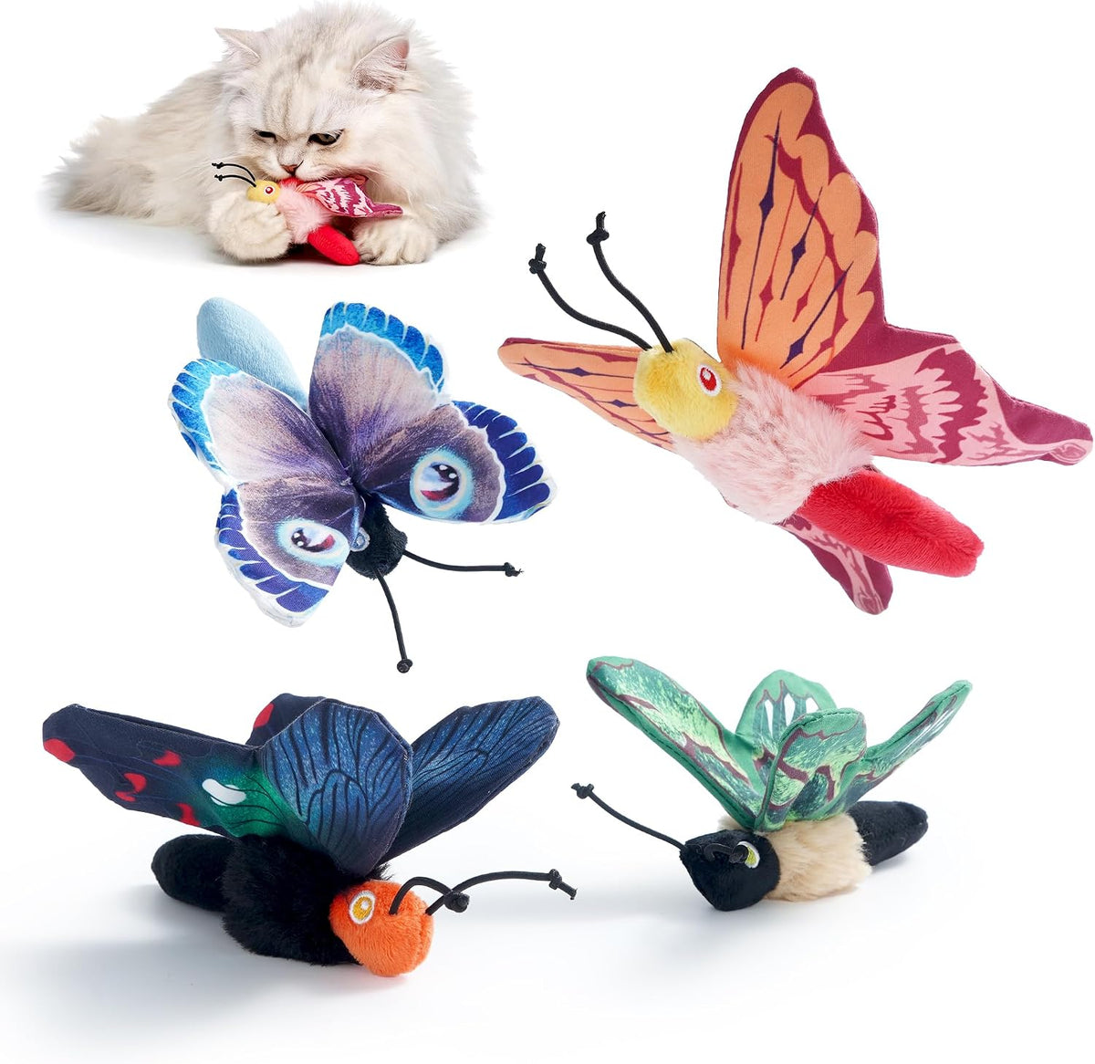 4 Packs Butterflies Catnip Toys for Cats