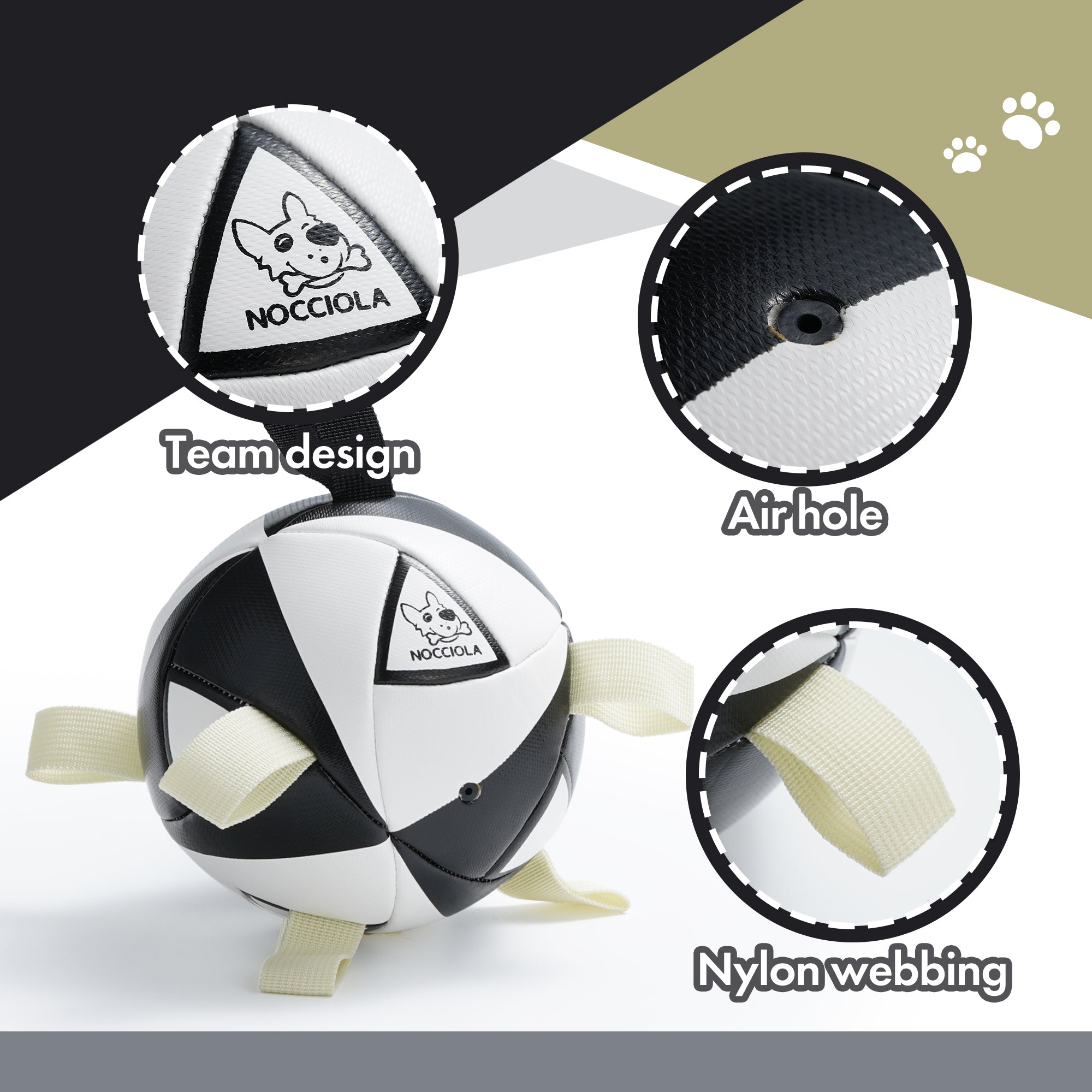 Nocciola Magic Pup Soccer Ball with Straps Dog Toy - Additional View | Nocciola Pet Toys