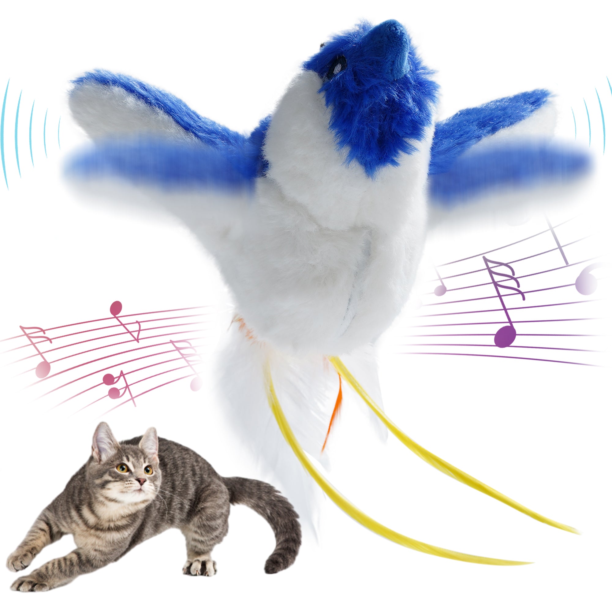 Blue Flapping Bird Cat Toy