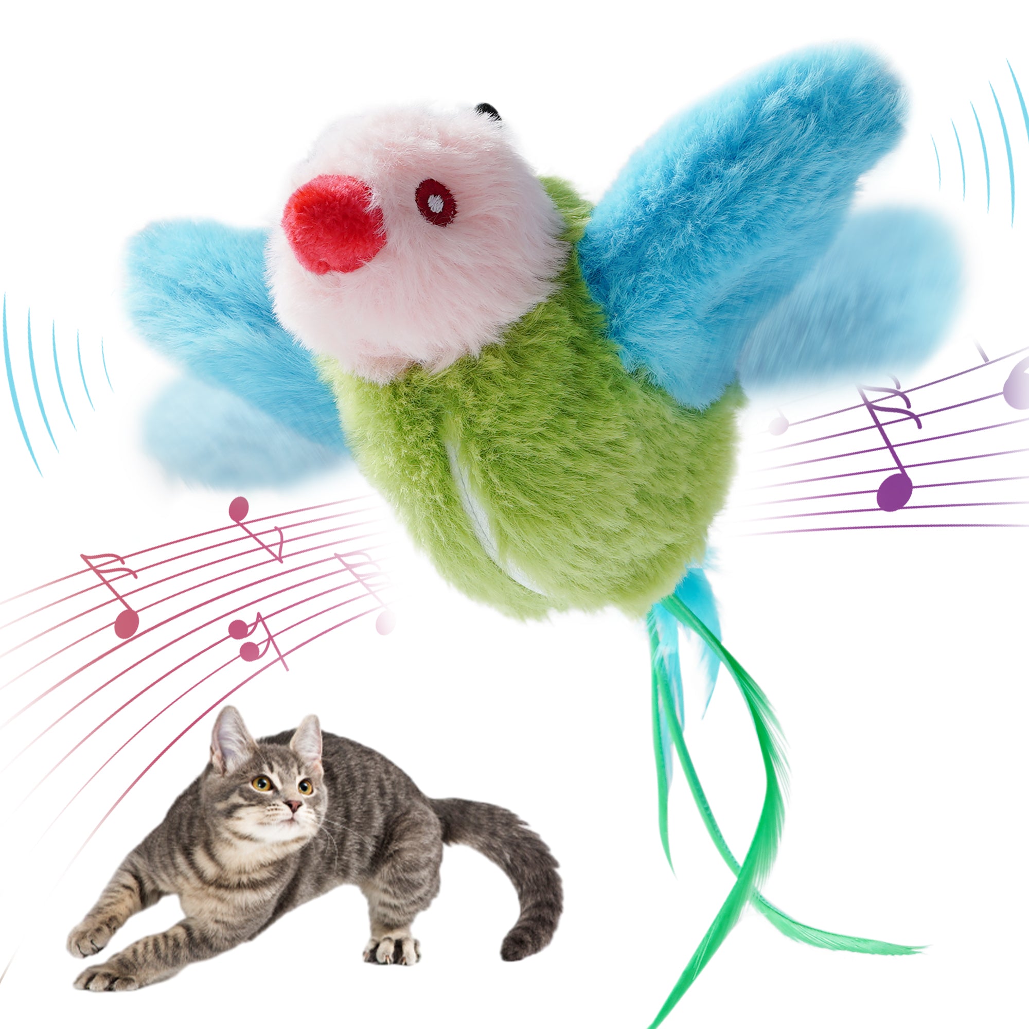Colorful Flapping Bird Cat Toy