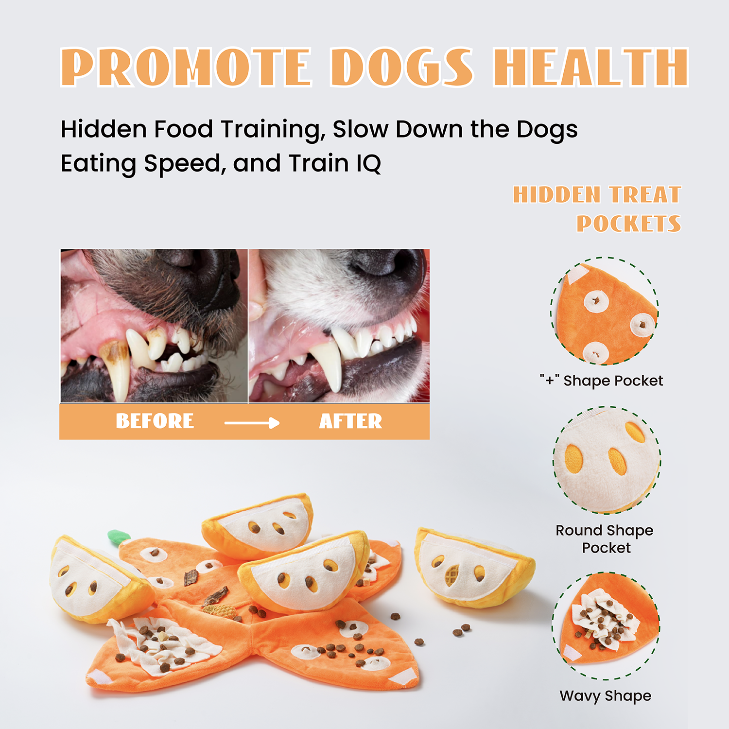 Nocciola Orange Hide and Seek Plüsch-Hundespielzeug, 2er-Pack Mandarine, interaktives Hundespielzeug für kleine Hunde 