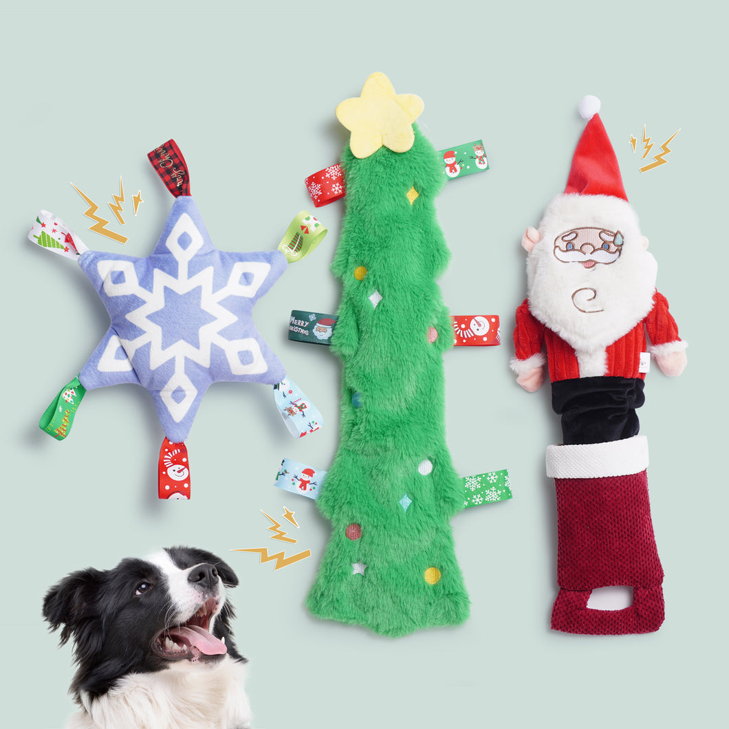 Nocciola 3 Pack Christmas Dog Toys Playful Set
