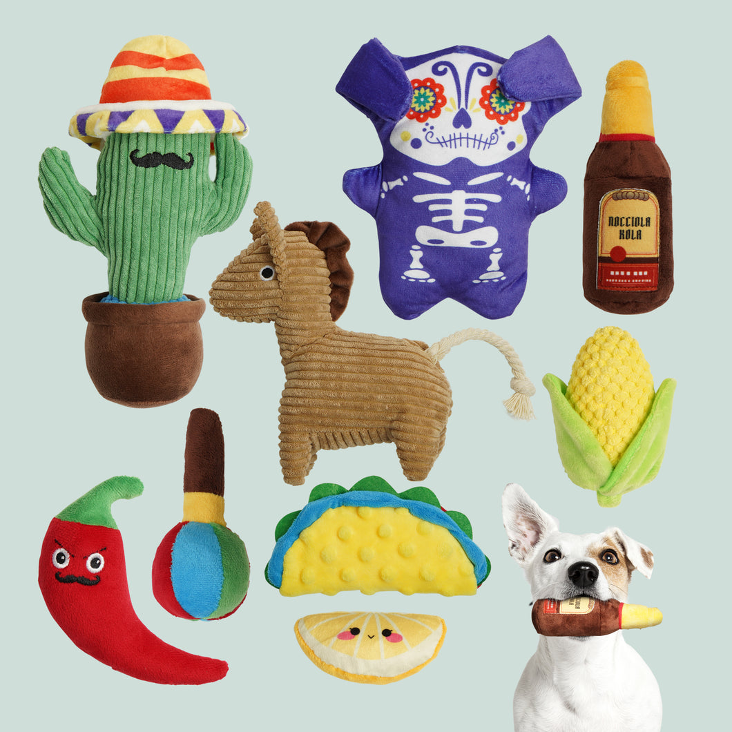 9-in-1 Mexican Plush Squeaky Dog Toys