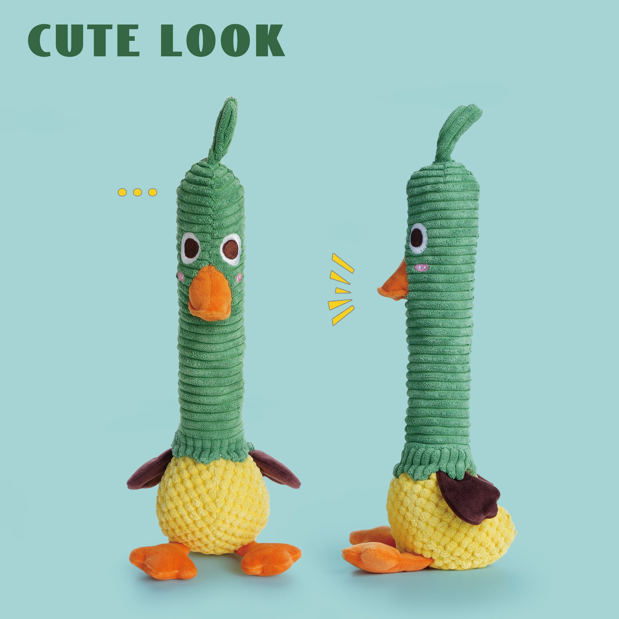 Nocciola 2 in 1 Duck Dog Toy with a Large Rubber Squeaker