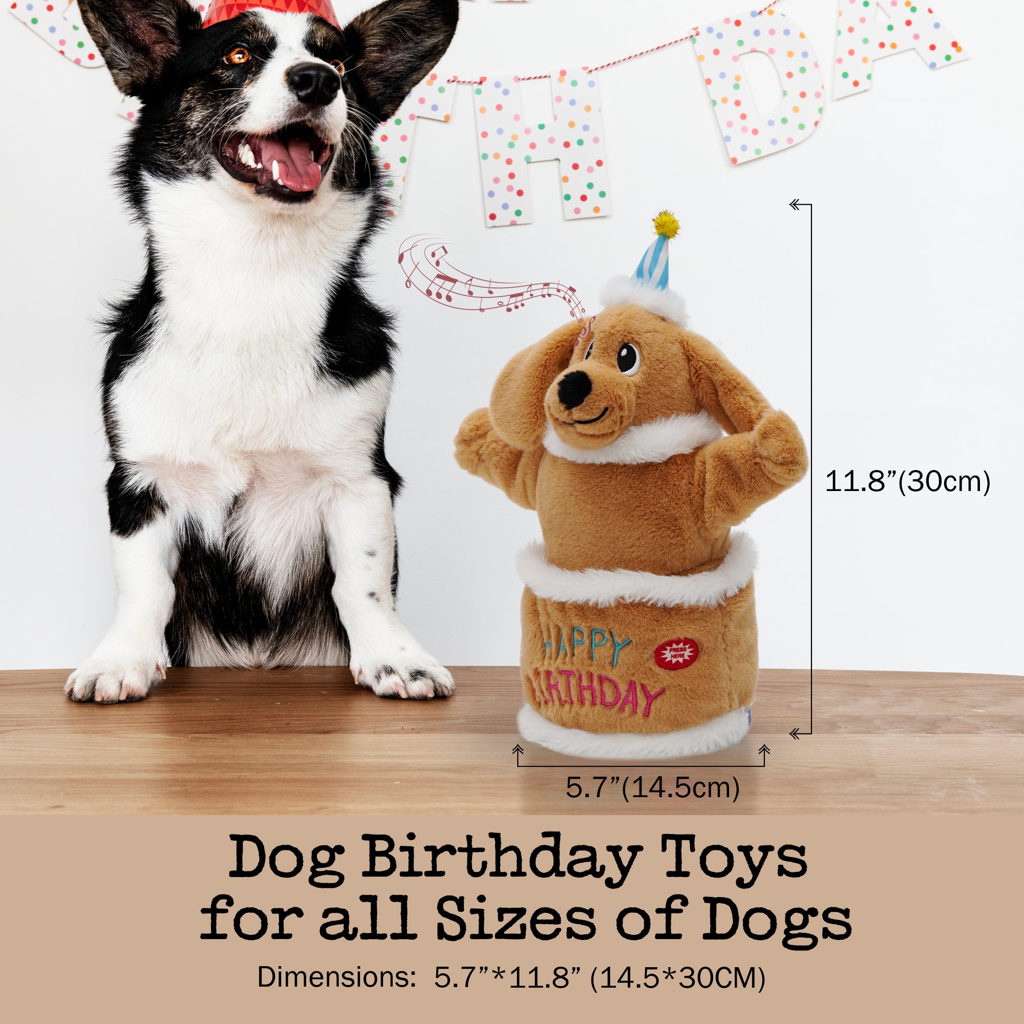 Birthday Cake Dog Toy Fuzzwoof Singing and Dancing Dog Toy